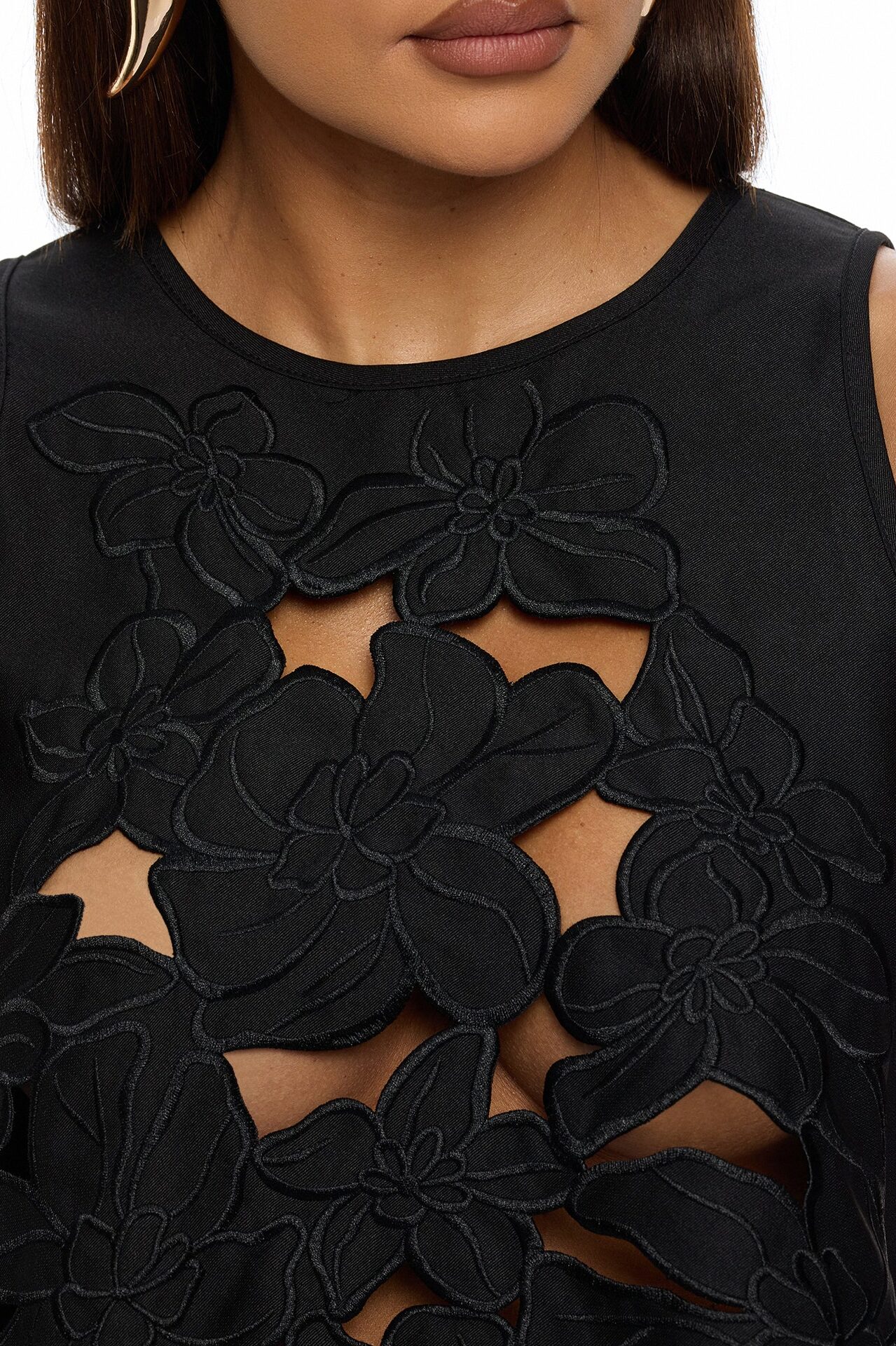 Greta Floral Embroidered Pant Set - Black
