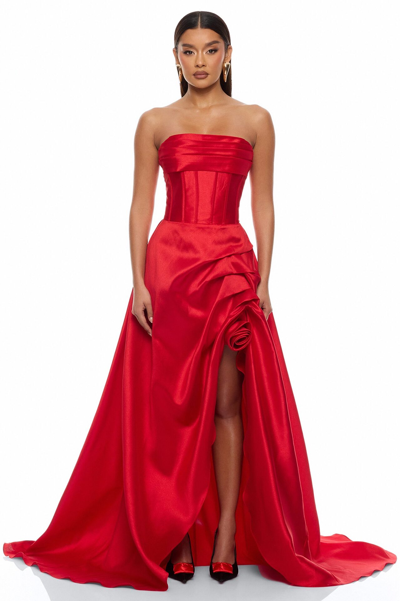 Swept Away Taffeta Gown - Red