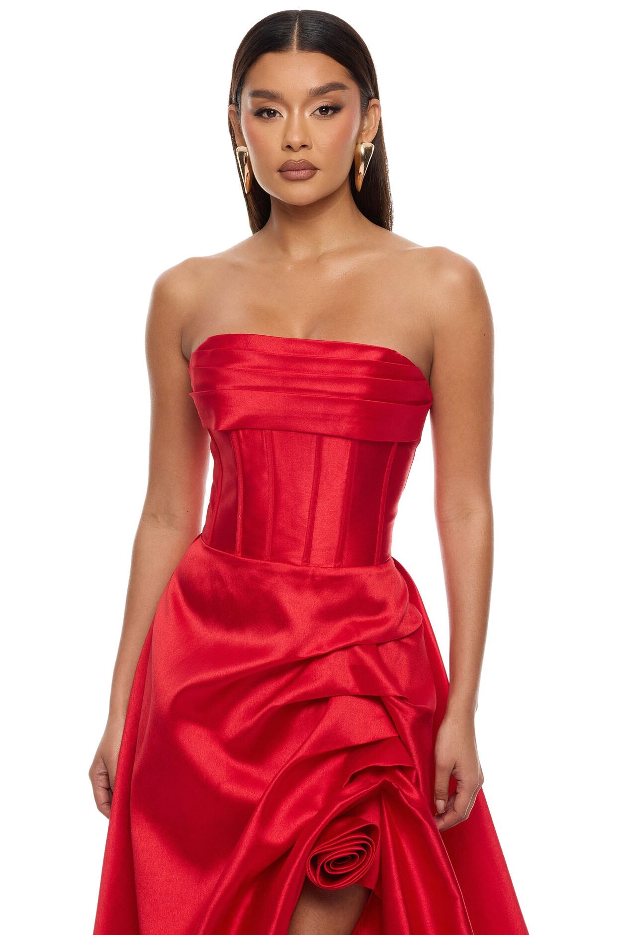 Swept Away Taffeta Gown - Red