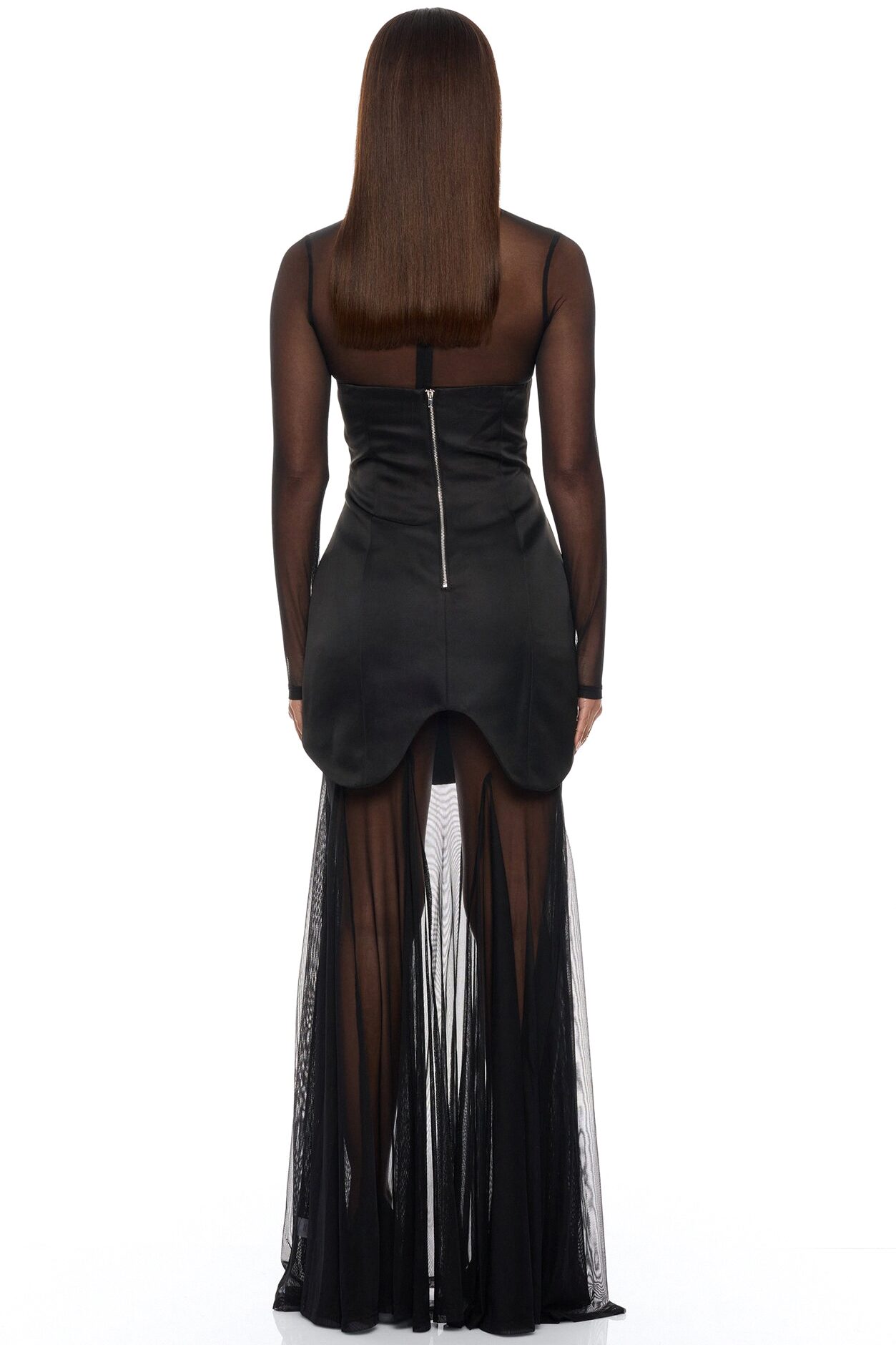 Serene 2 Piece Mesh Maxi Dress Set - Black