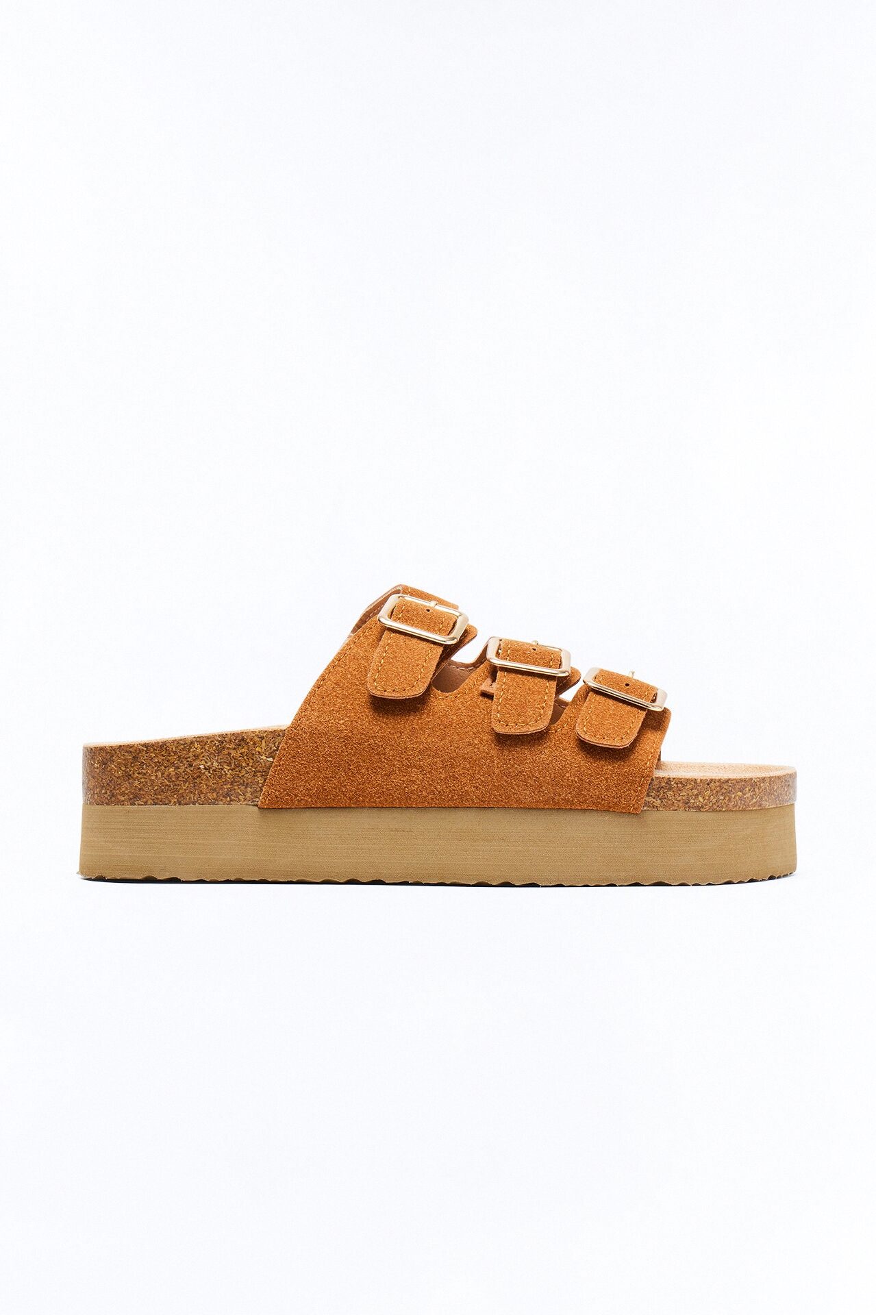 Kasey Platform Buckle Slides - Brown