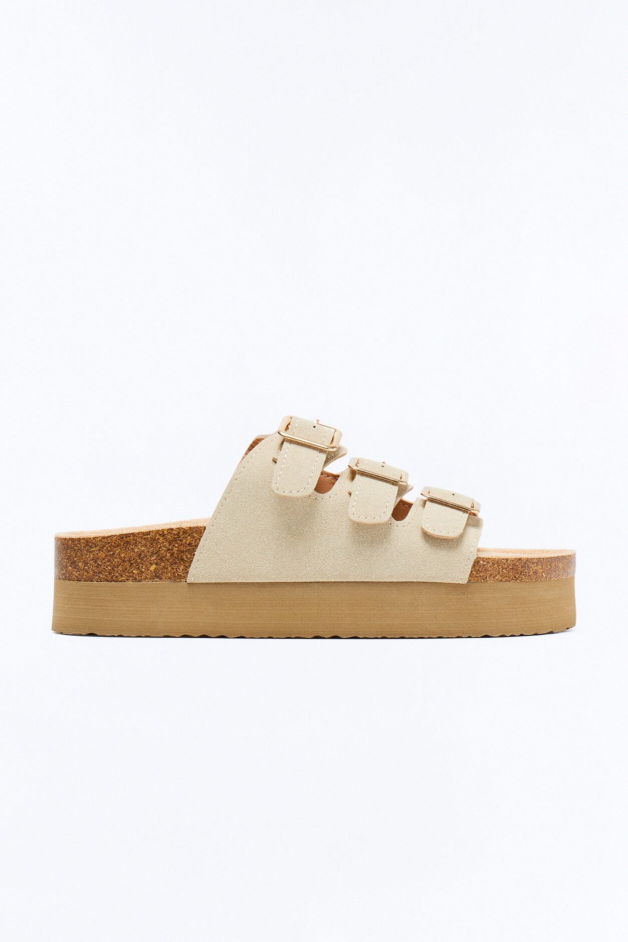 Kasey Platform Buckle Slides - Khaki