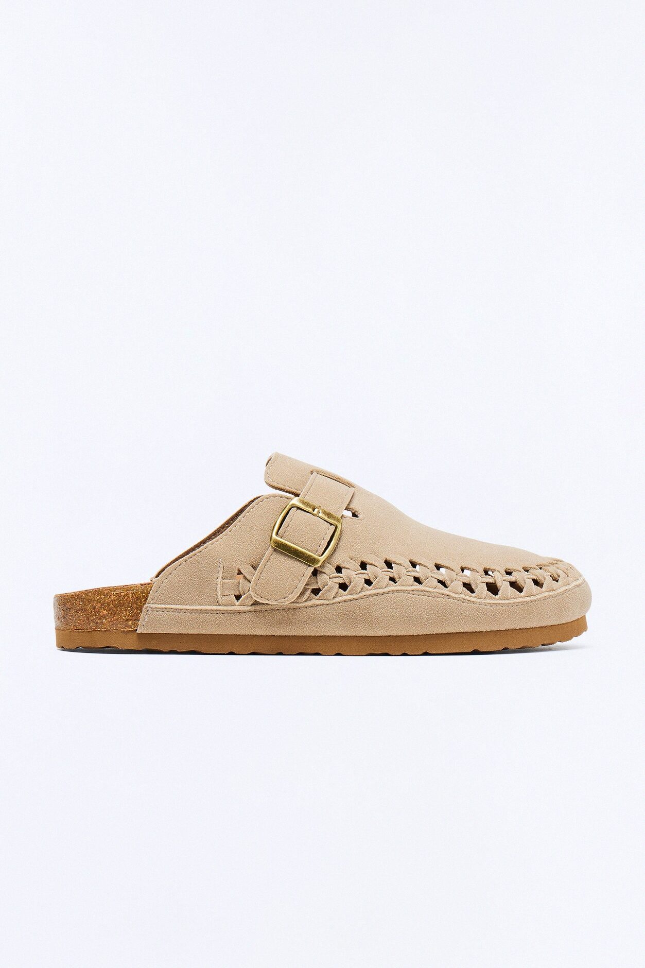 Woven Faux Suede Slip On Mule - Taupe