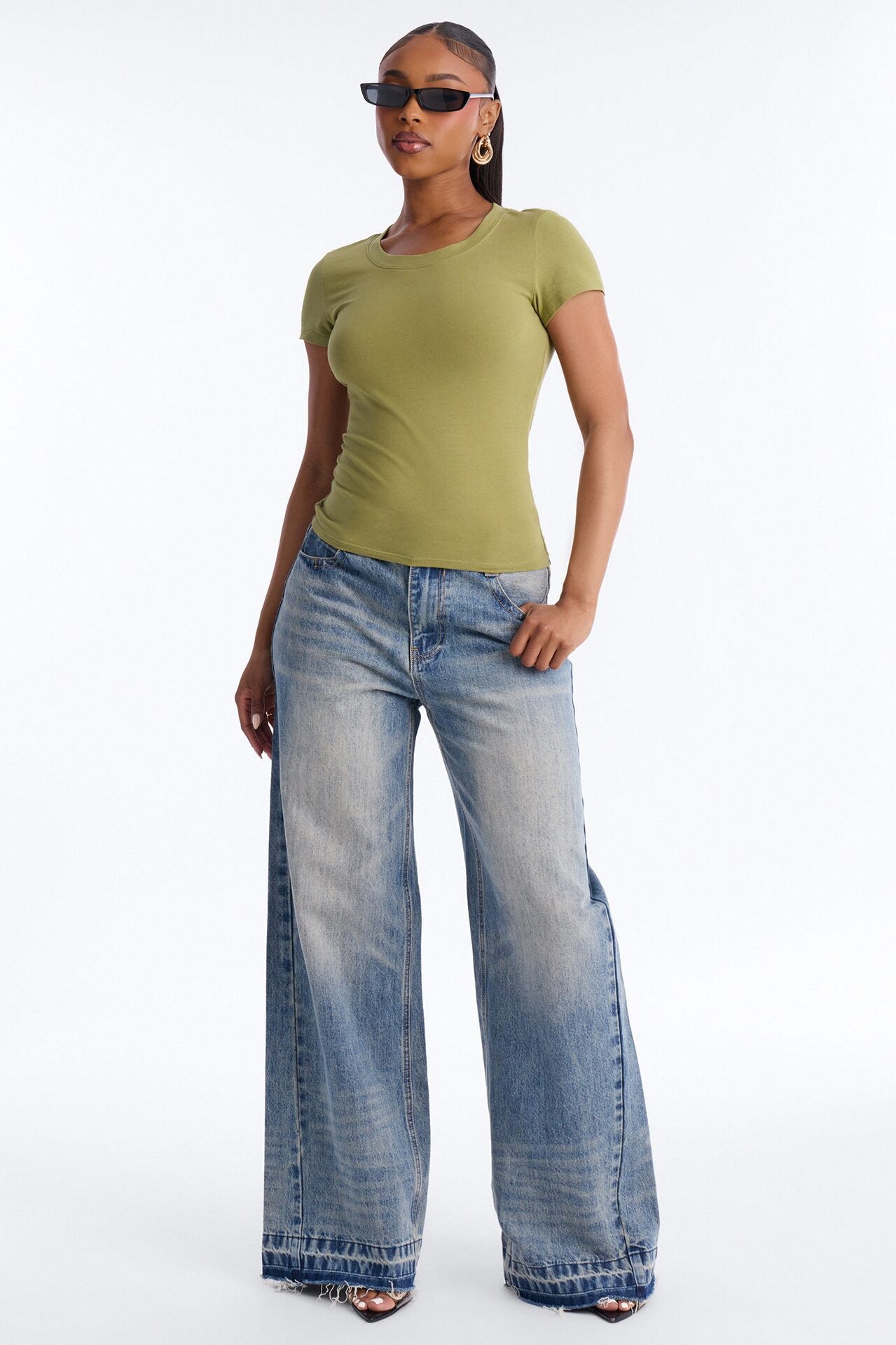 Alyssa Crew Neck Top - Olive