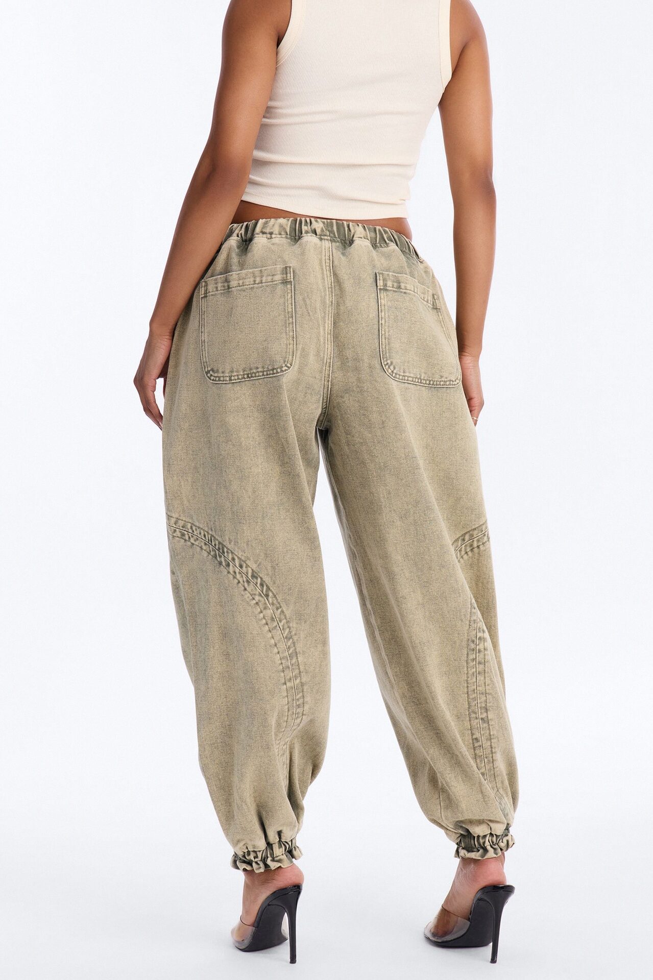 Alicia Washed Jogger Twill Pant - Sage