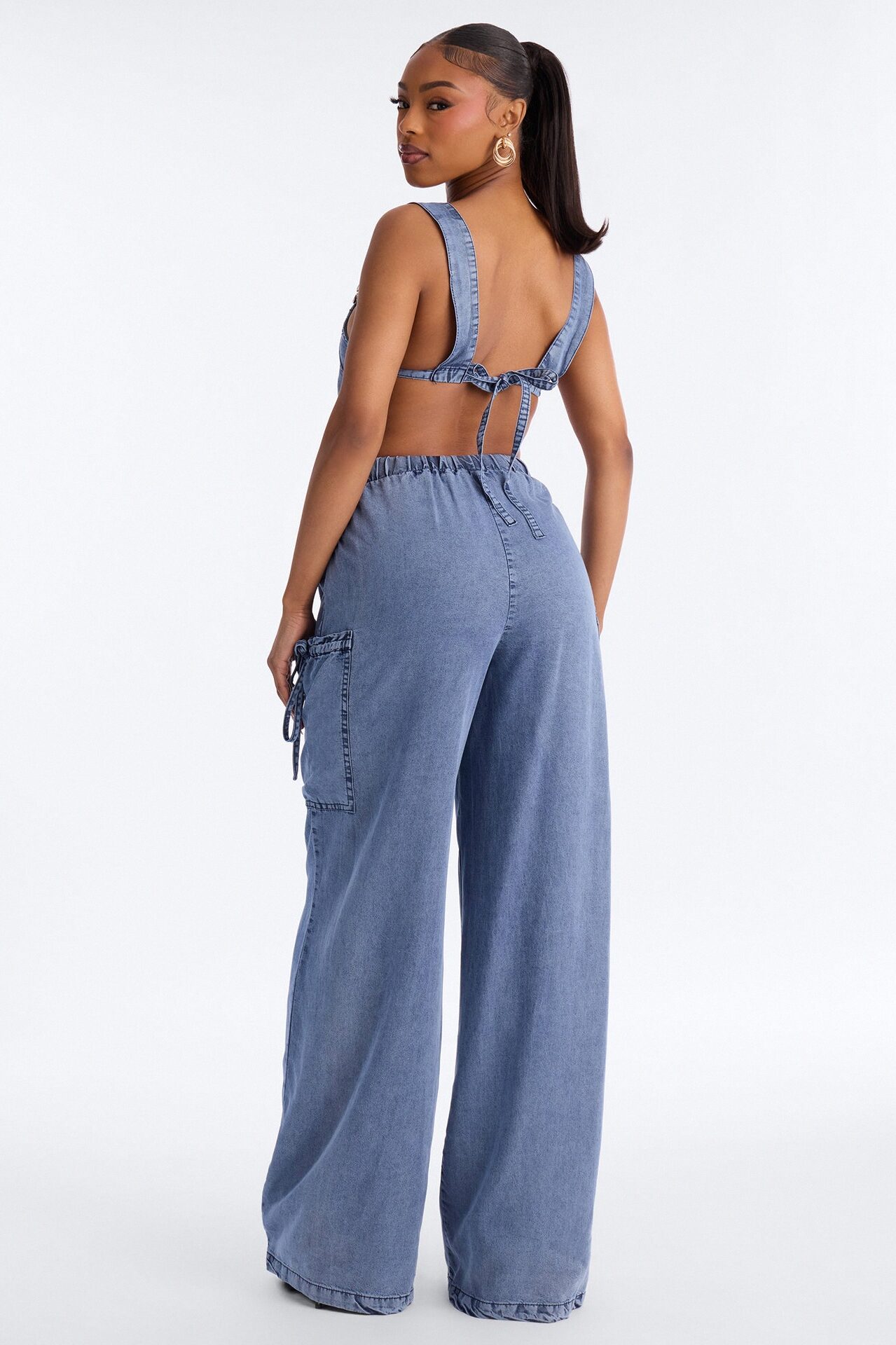 Street Scene Chambray Overall Jumpsuit - Medium Wash