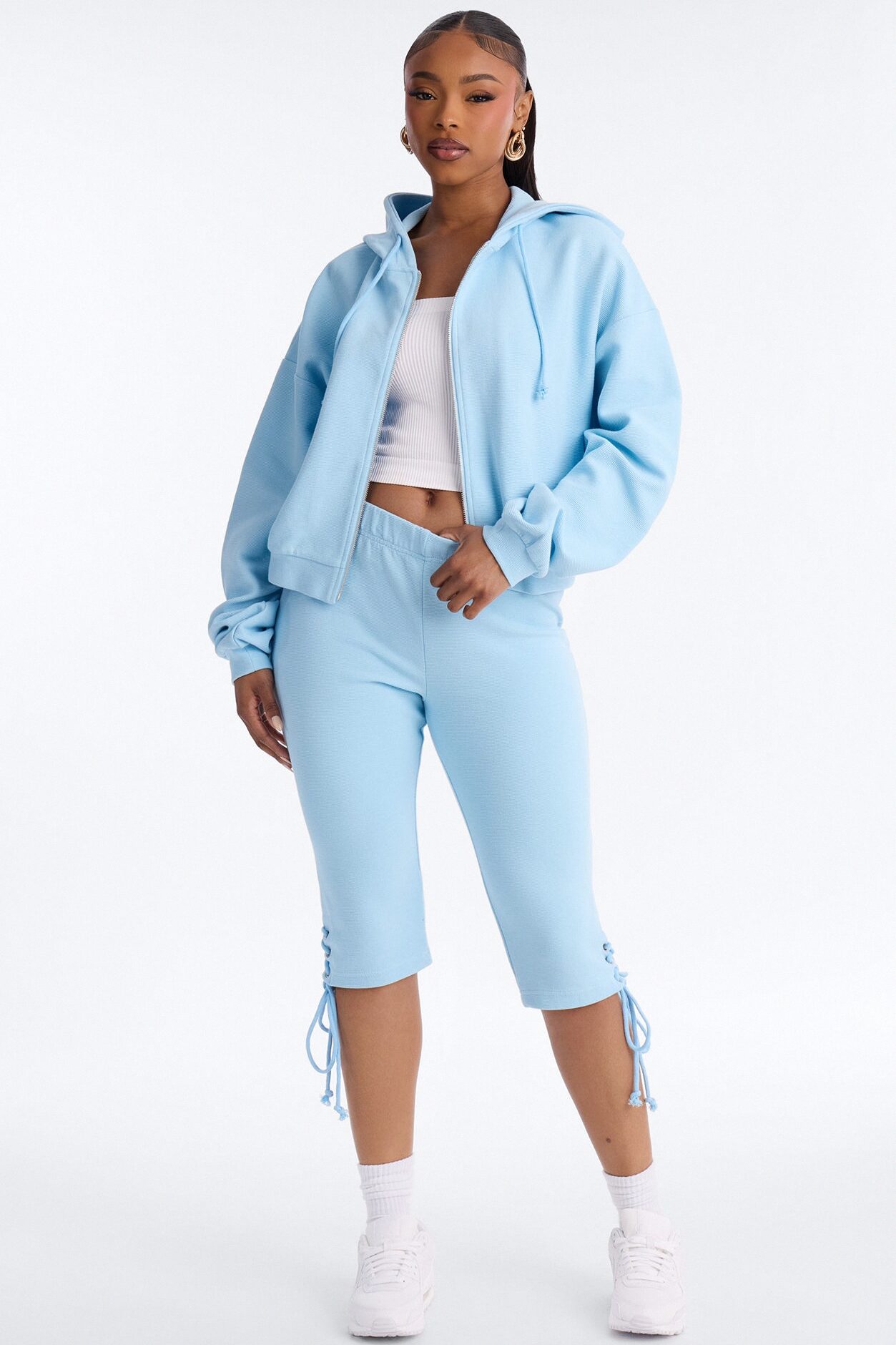 Casual Cutie Knit Capri Set - Blue