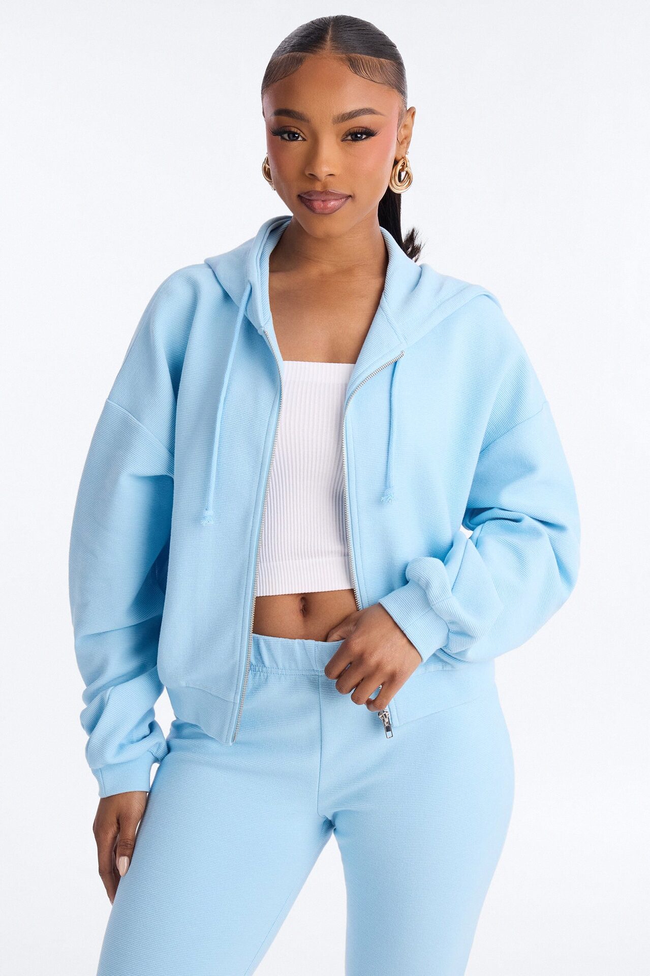 Casual Cutie Knit Capri Set - Blue