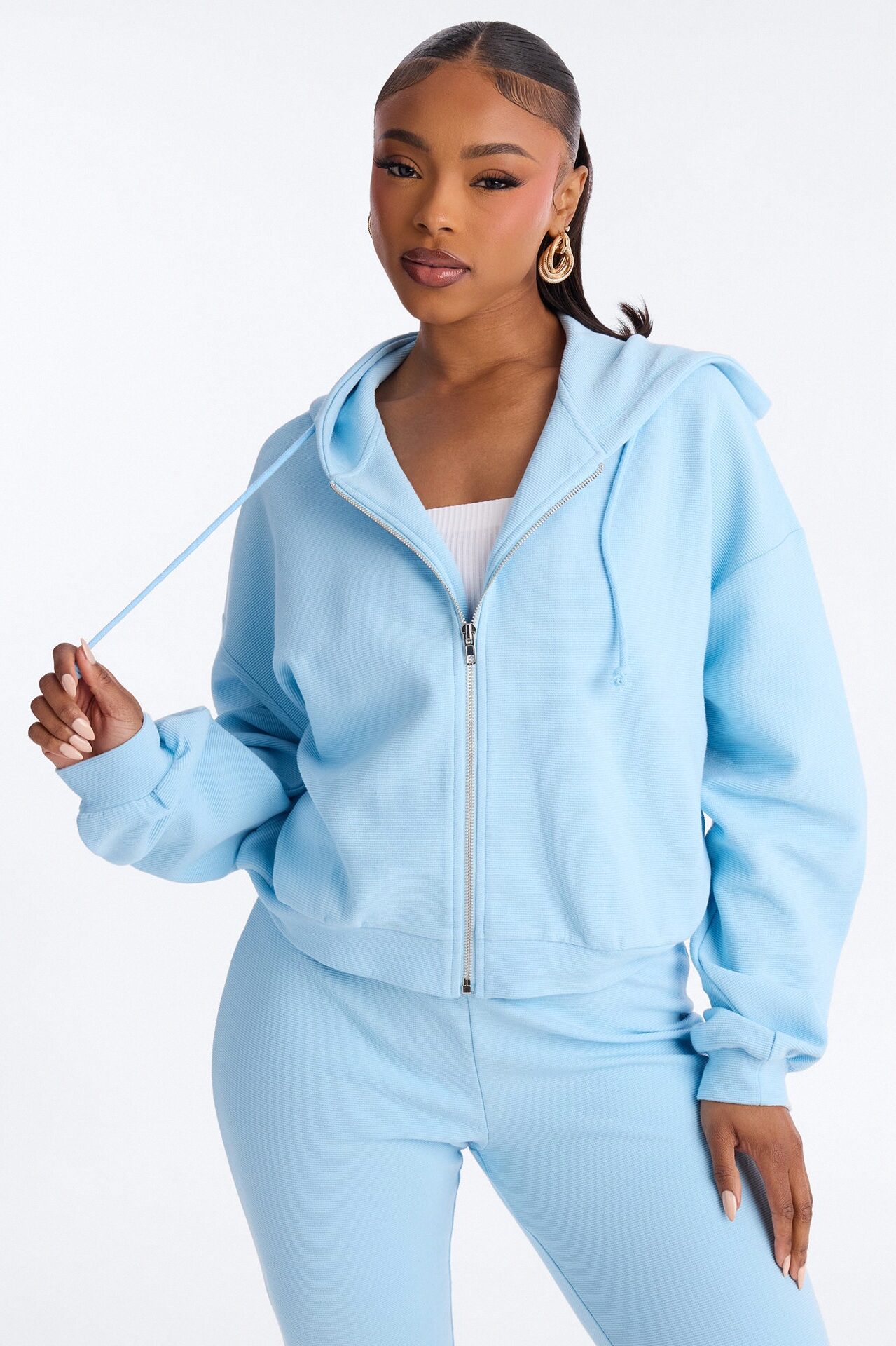 Casual Cutie Knit Capri Set - Blue
