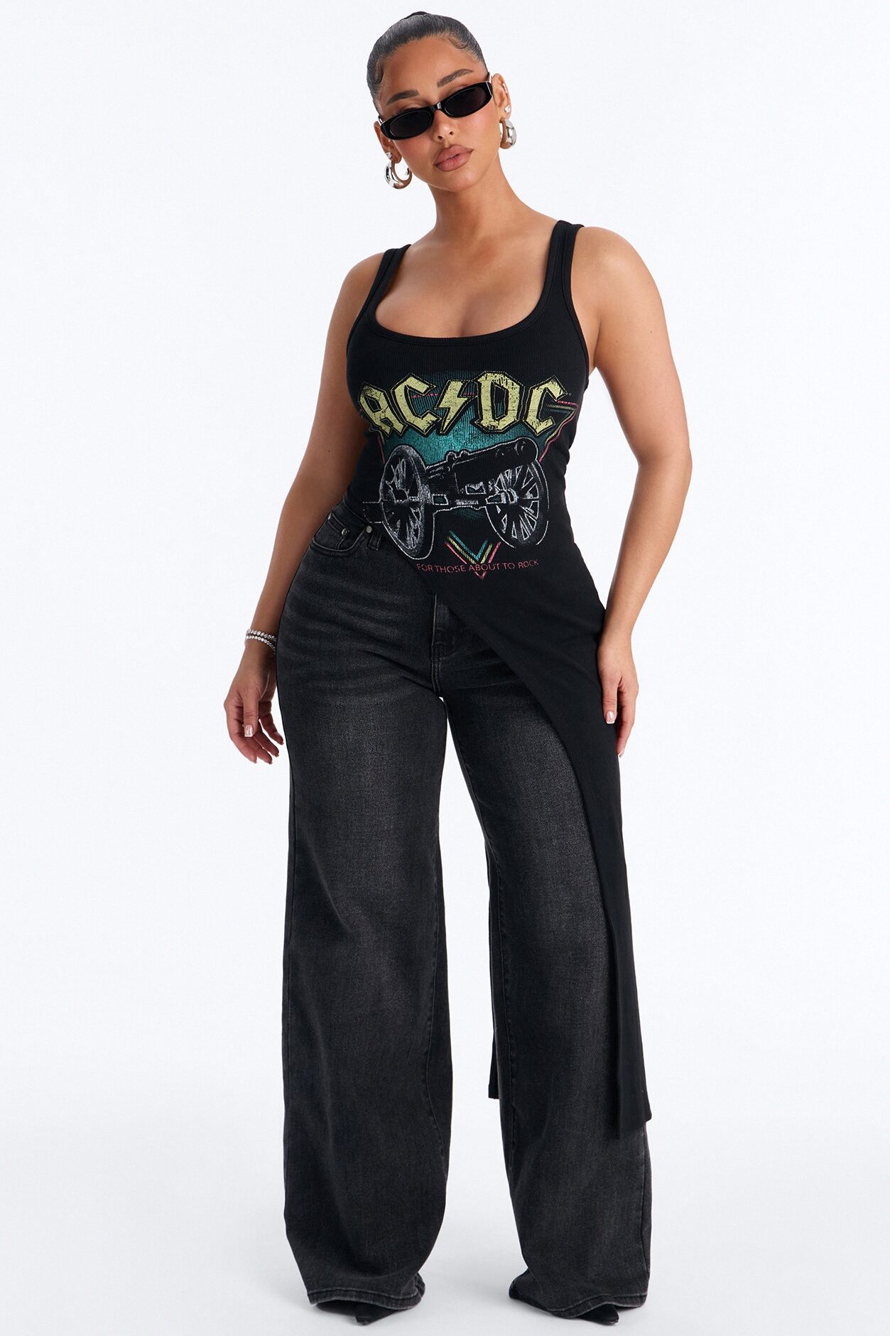 ACDC Long Asymmetrical Tank - Black