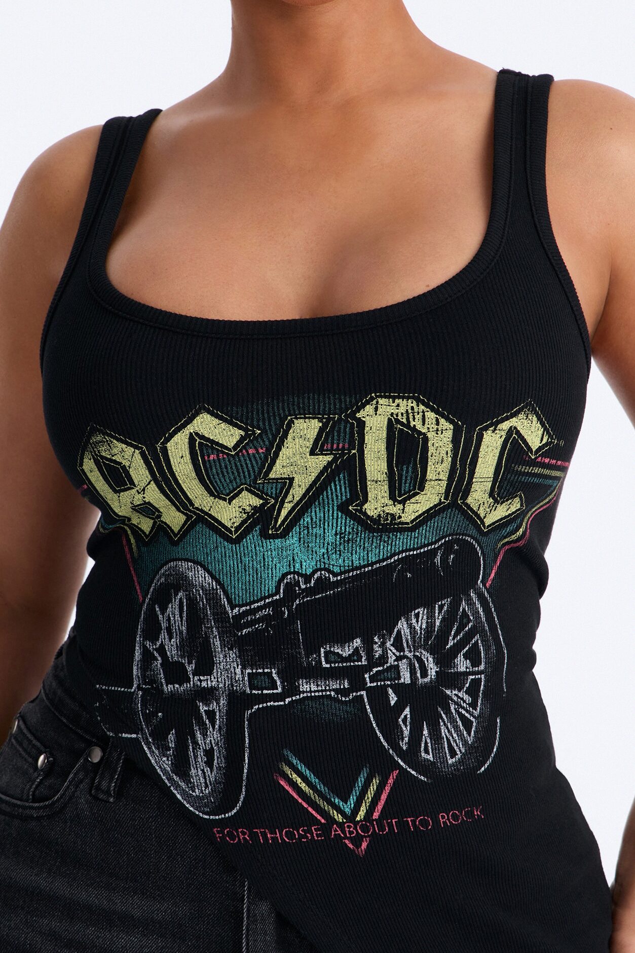 ACDC Long Asymmetrical Tank - Black