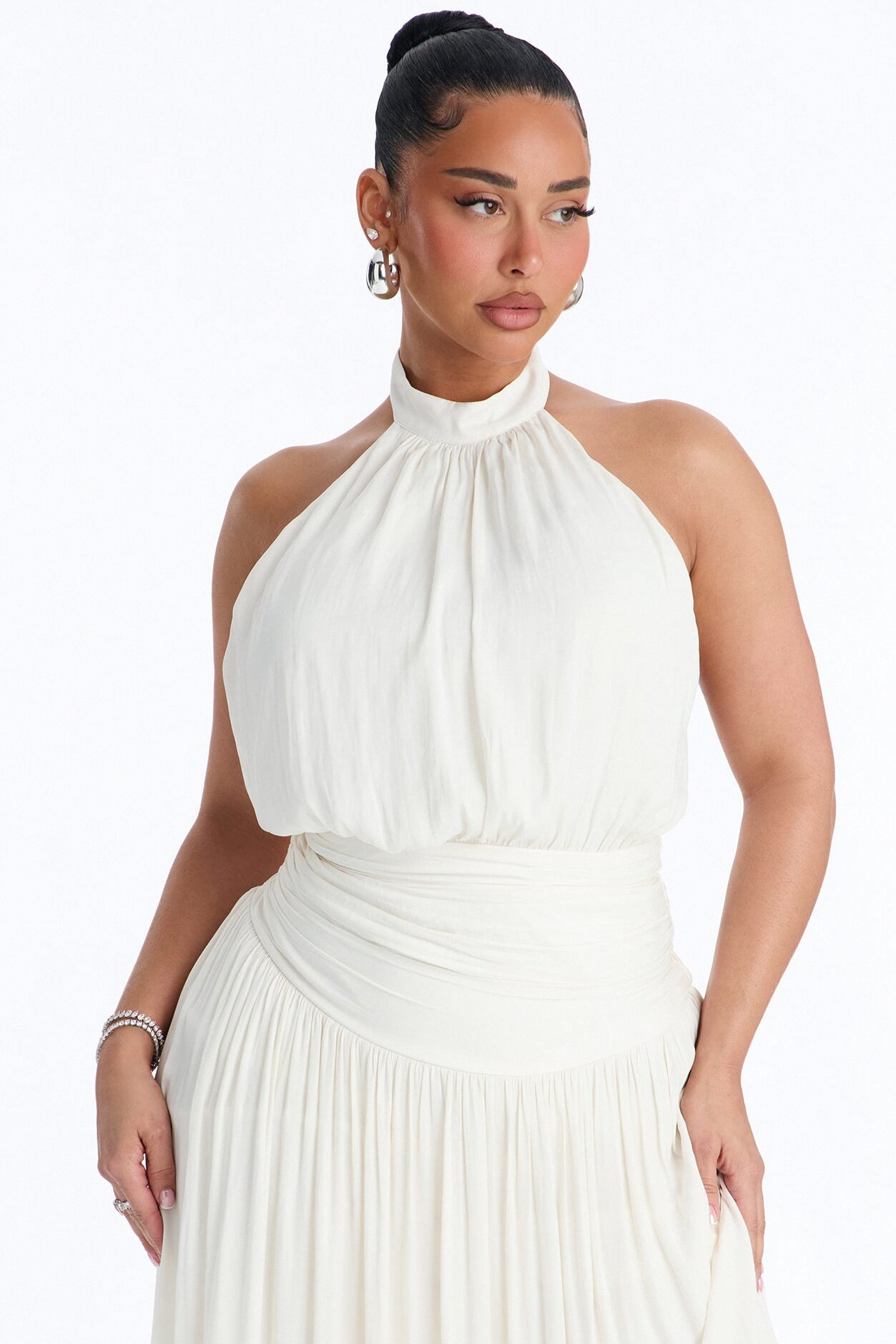 Blushing Beauty Backless Maxi Dress - Off White