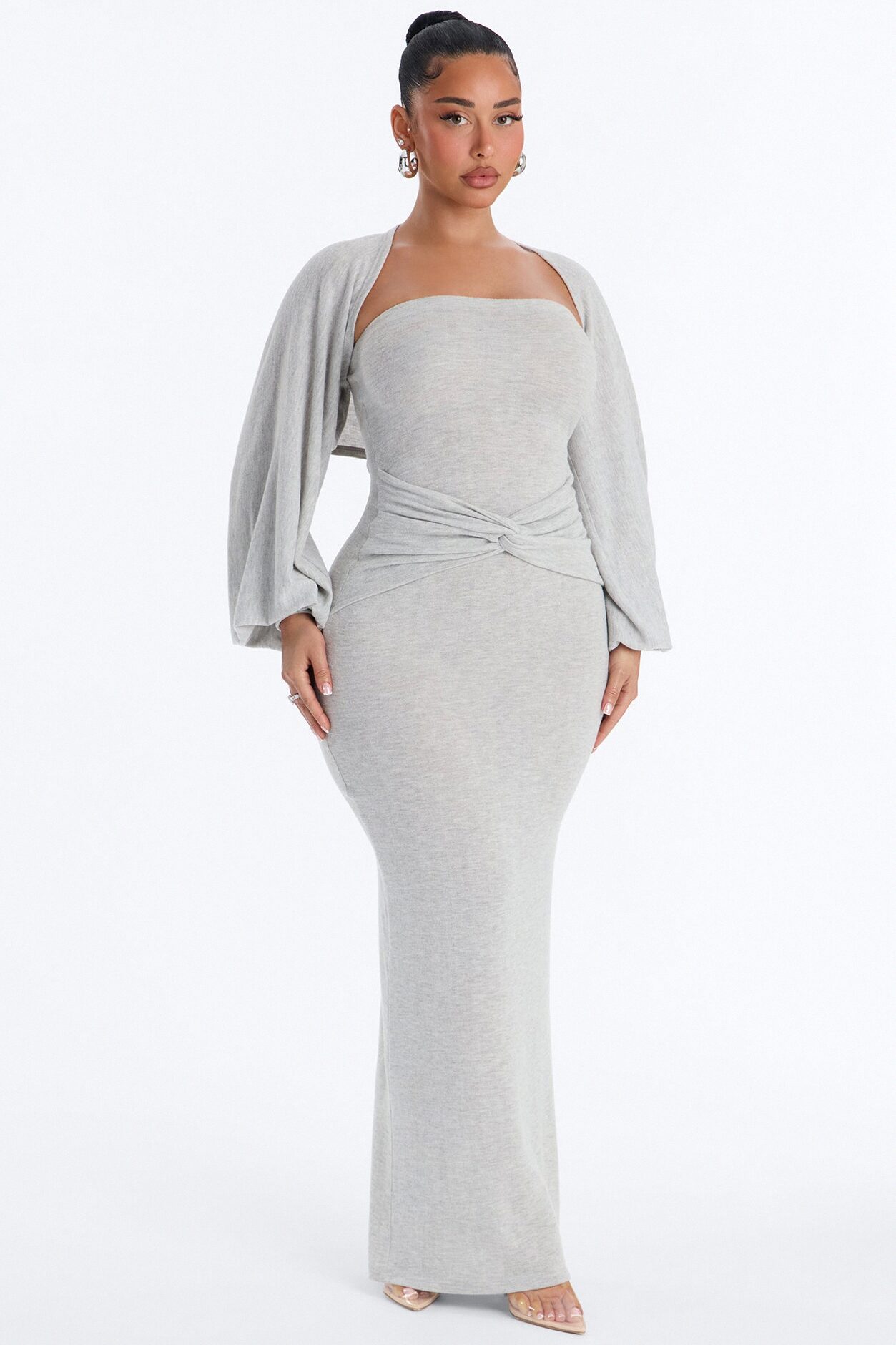 Witney Bolero Maxi Dress - Heather Grey