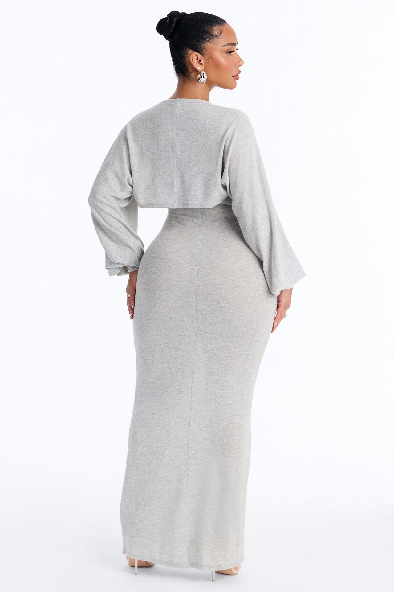 Witney Bolero Maxi Dress - Heather Grey
