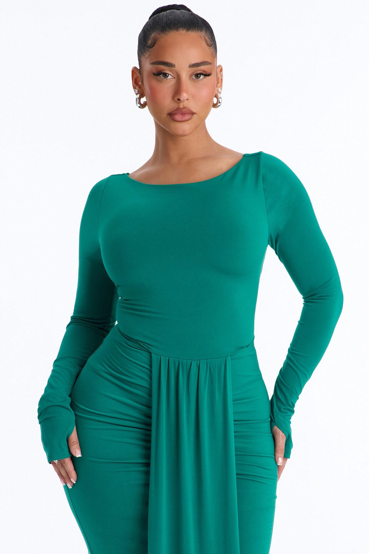 Eloise Boat Neck Maxi Dress - Kelly Green
