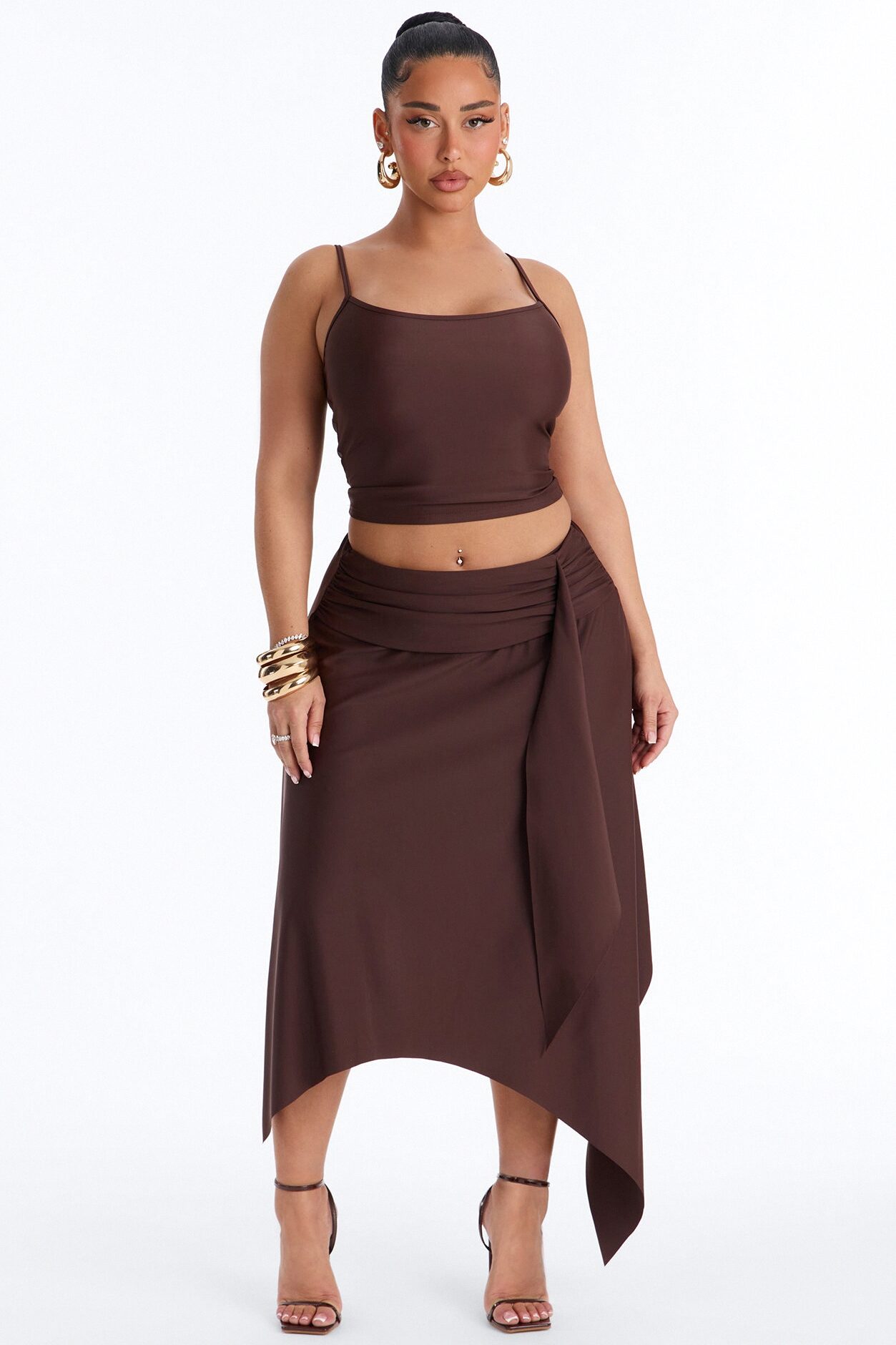 Megan Muse Skirt Set - Brown