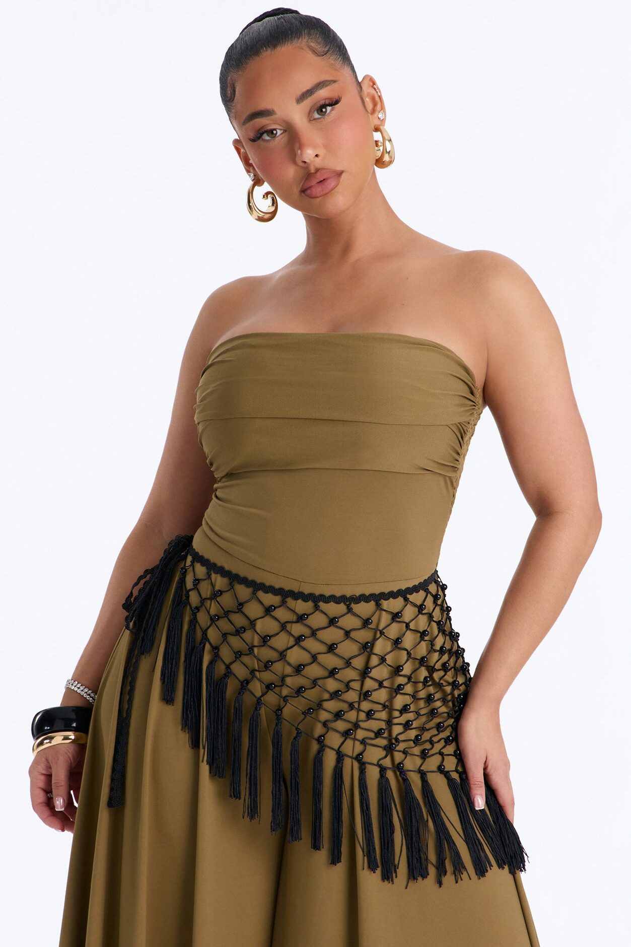 Effortless Daydream Jumpsuit And Scarf Set - Olive