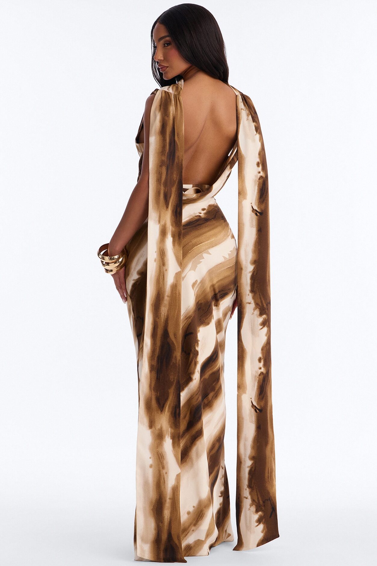 Milana Cowl Neck Maxi Dress - Brown