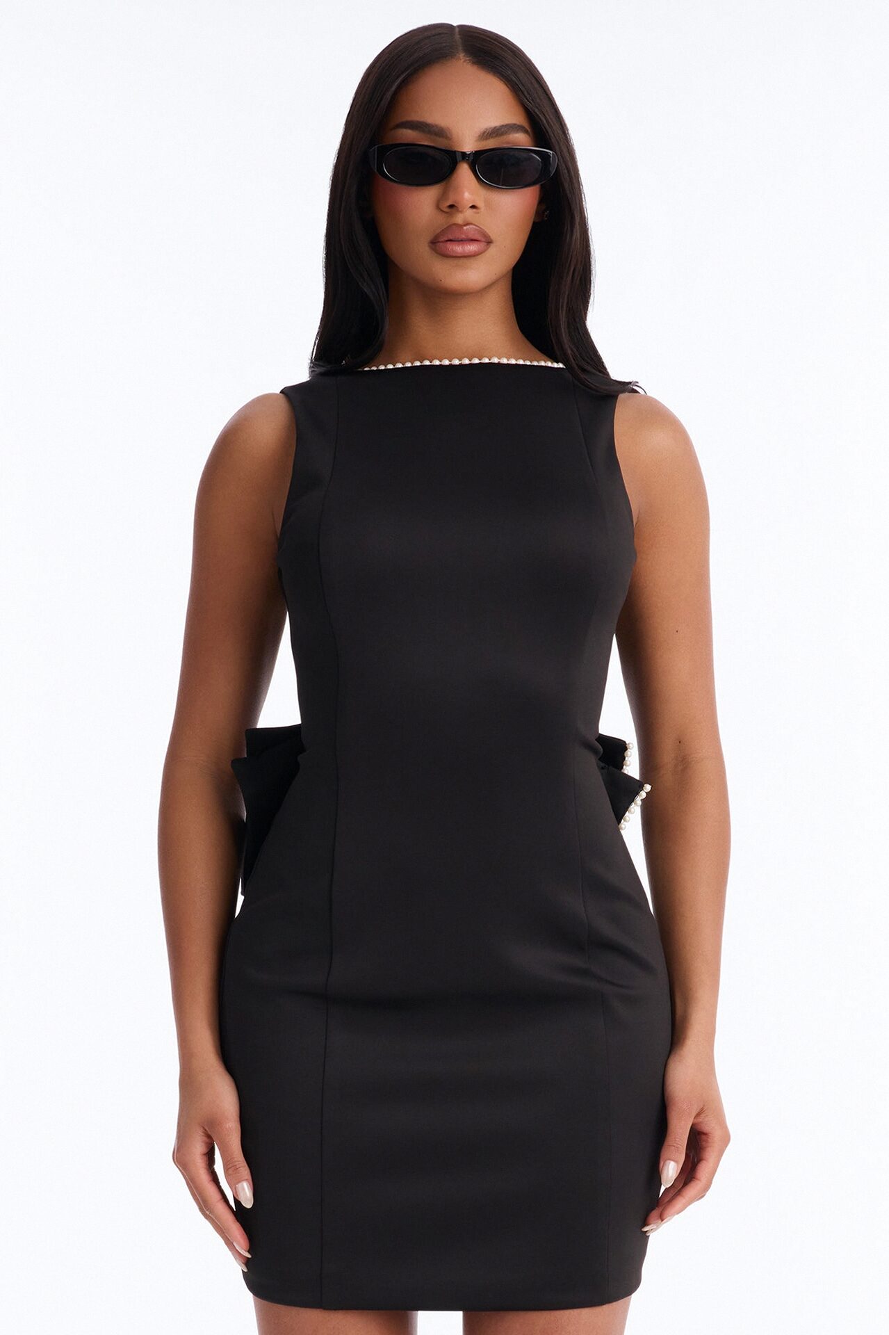 Bride Time Bow Mini Dress - Black