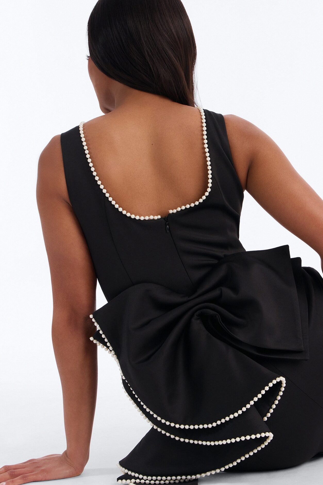 Bride Time Bow Mini Dress - Black