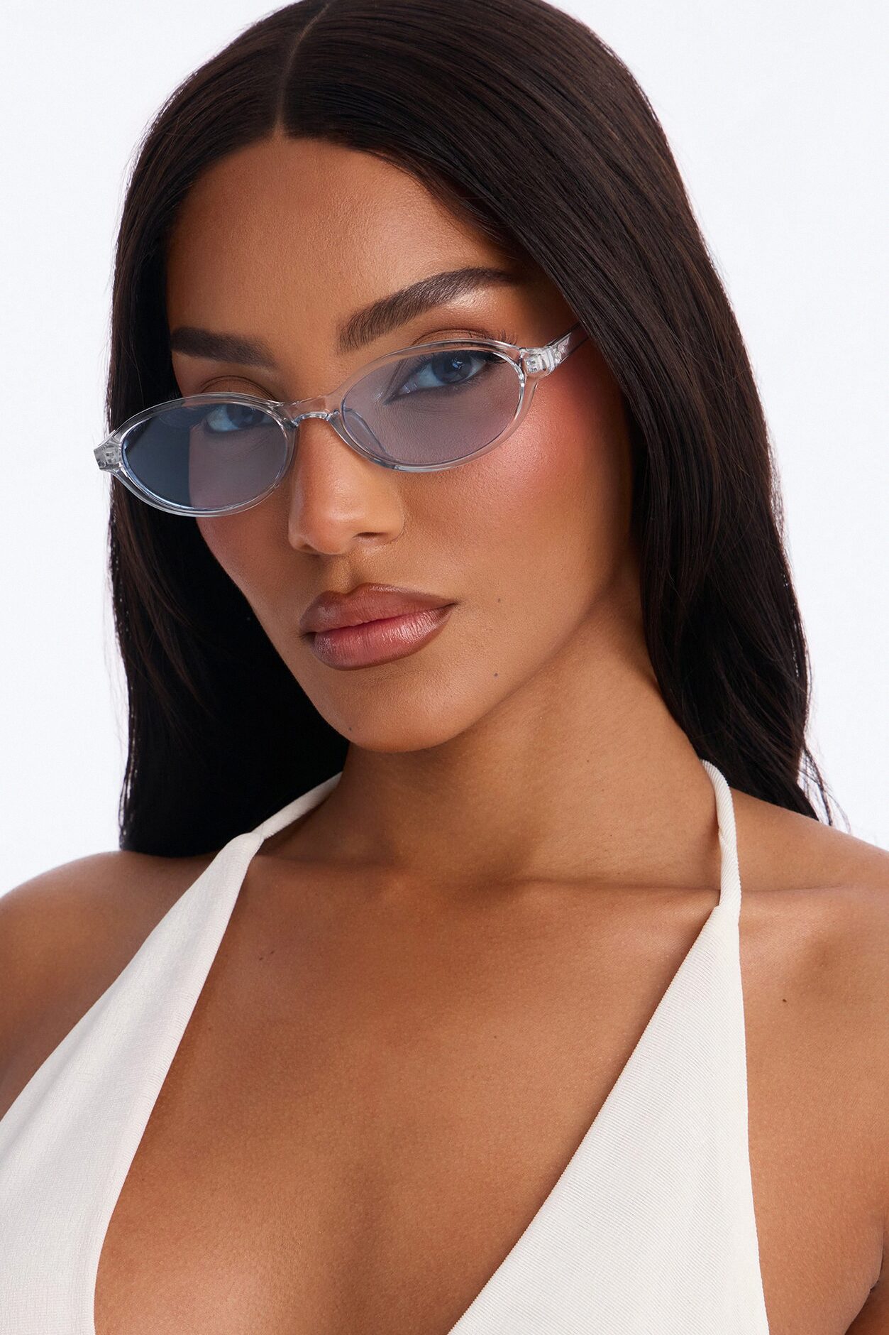 Cheeky Smile Round Sunglasses - Clear/Blue