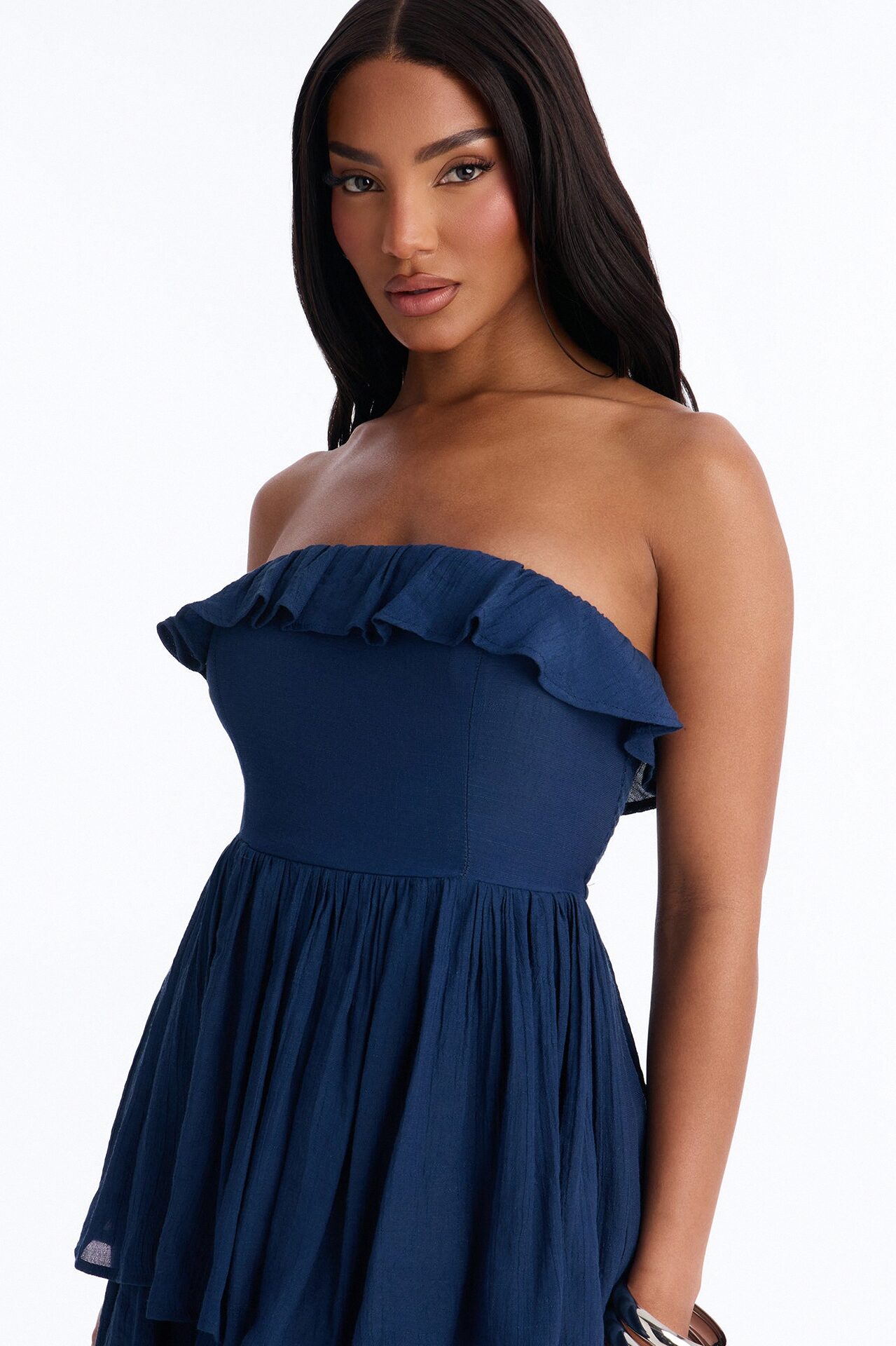 Tatum Tiered Strapless Maxi Dress - Navy
