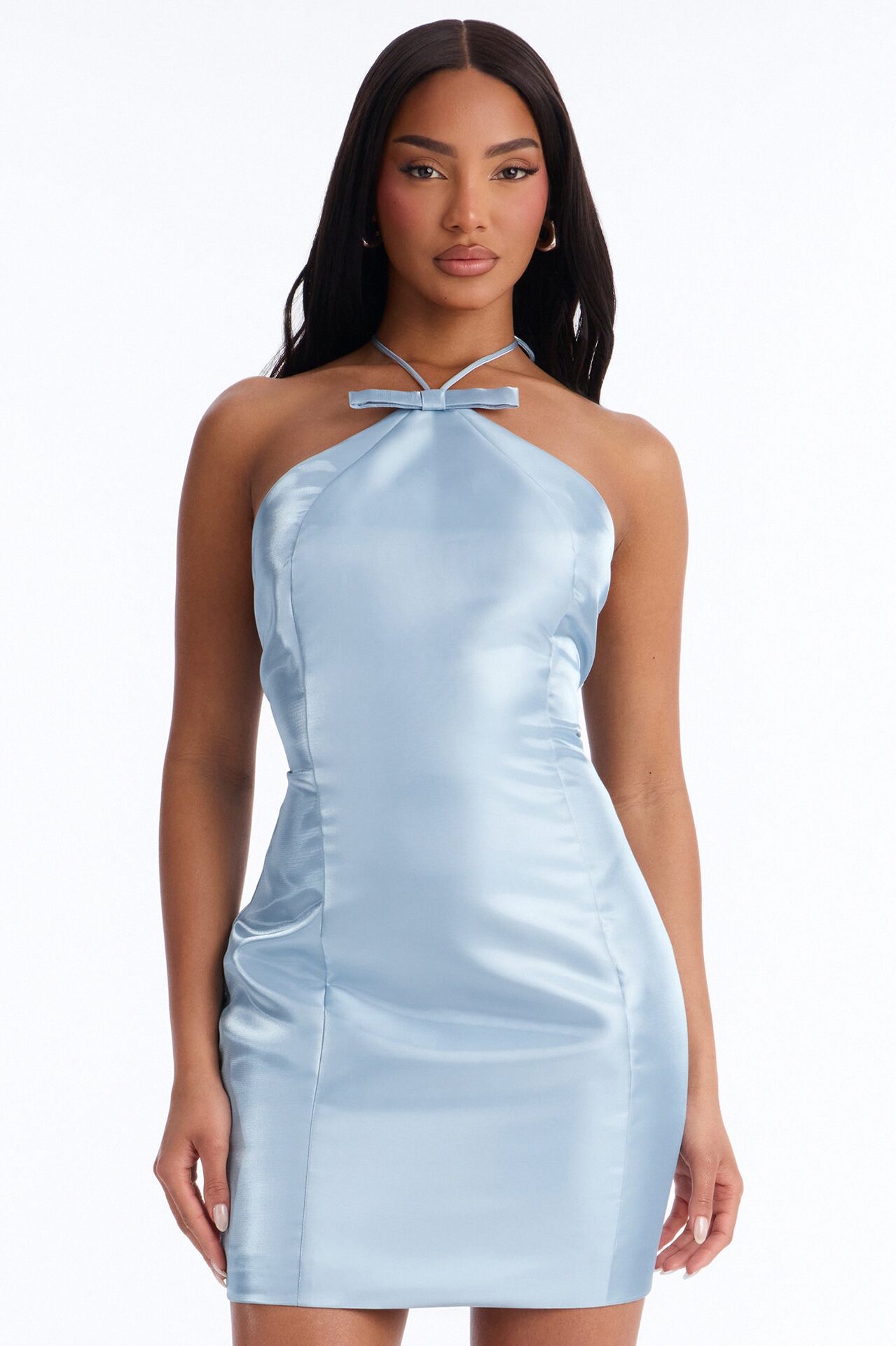 Andrea Sleeveless Taffeta Mini Dress - Dusty Blue