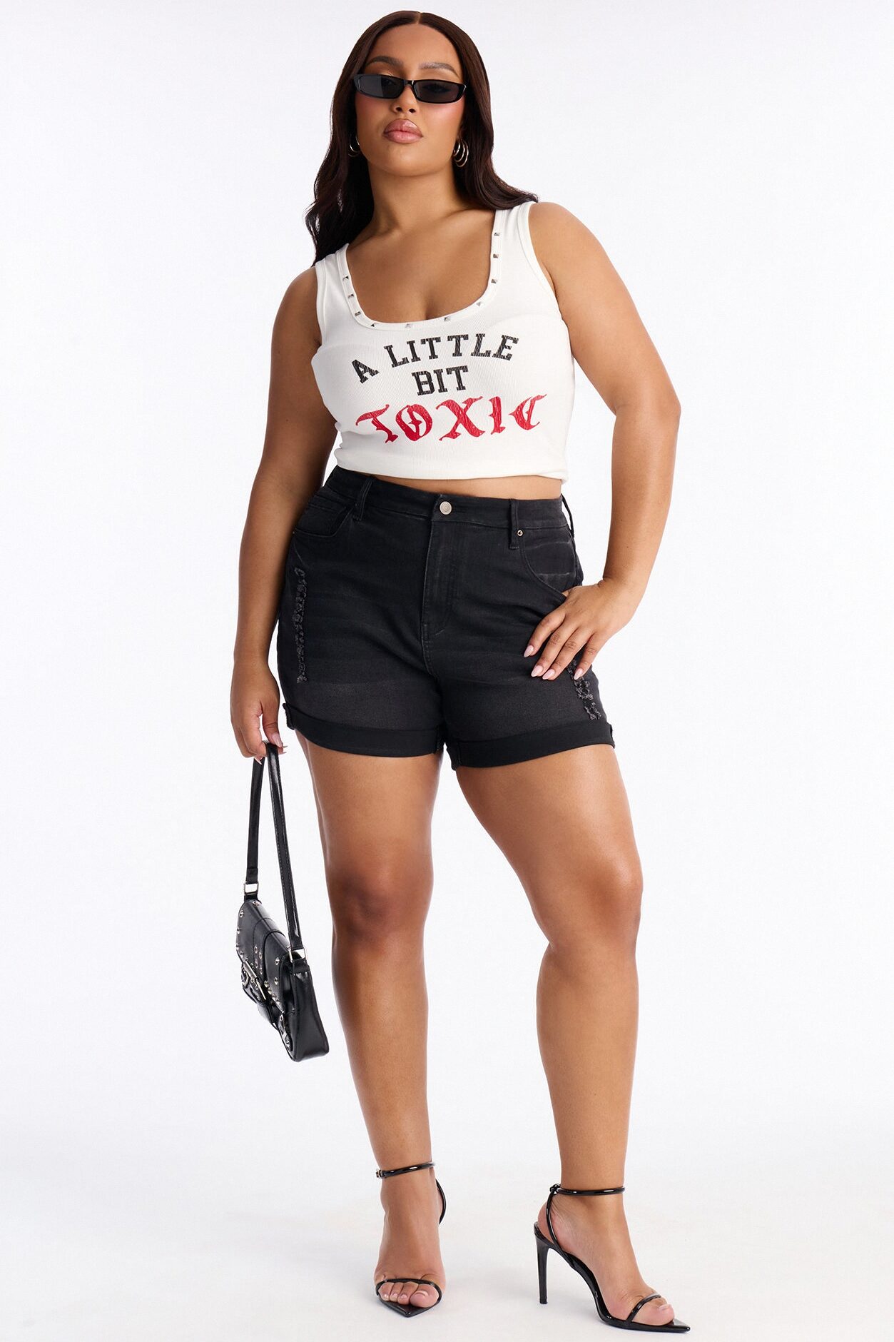 Heaven Sent Cuffed Denim Mom Shorts - Black Wash