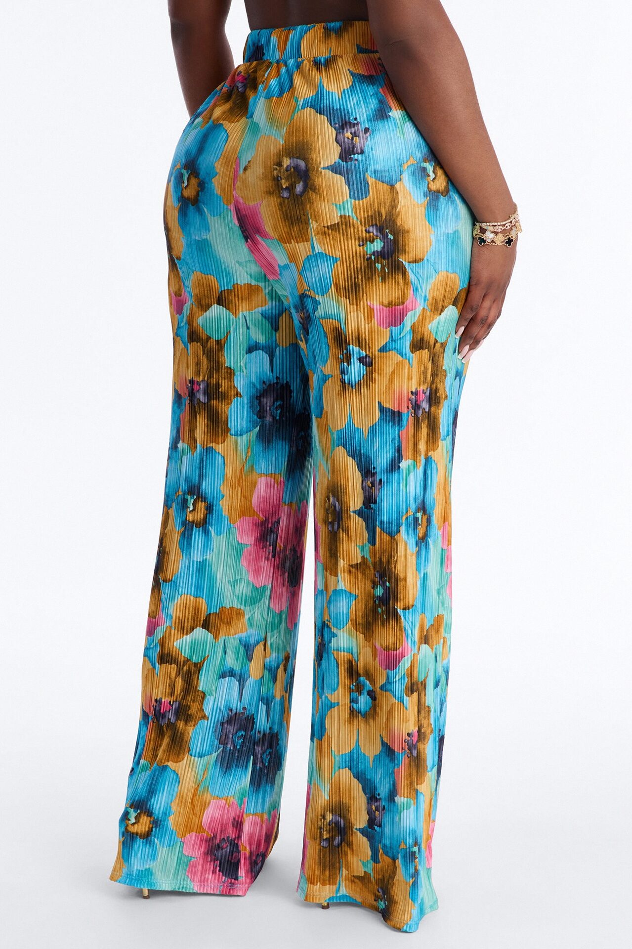 Pure Bliss Printed Plisse Pant - Blue/combo