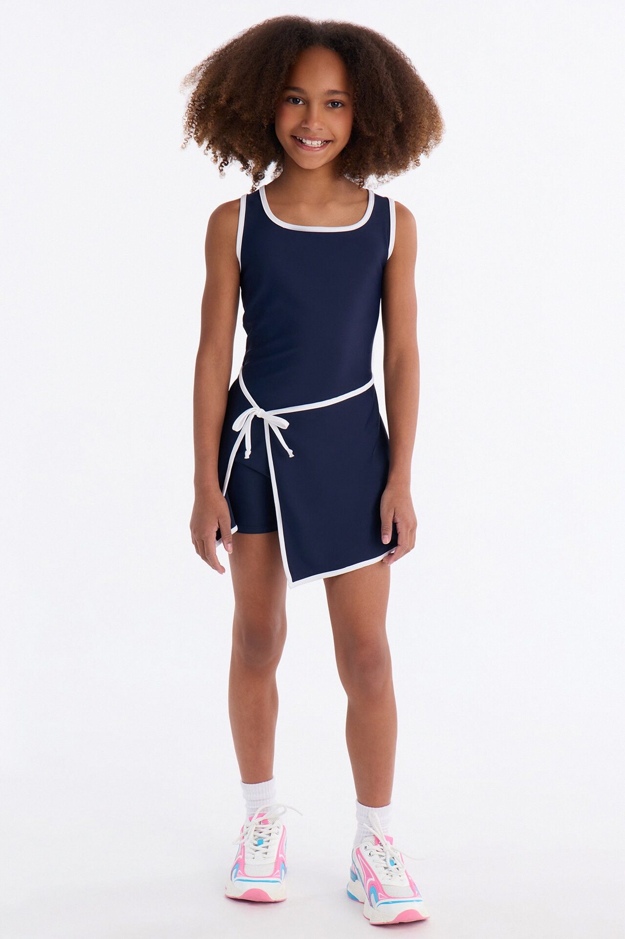 Mini Coraline Contrast Romper - Navy/combo