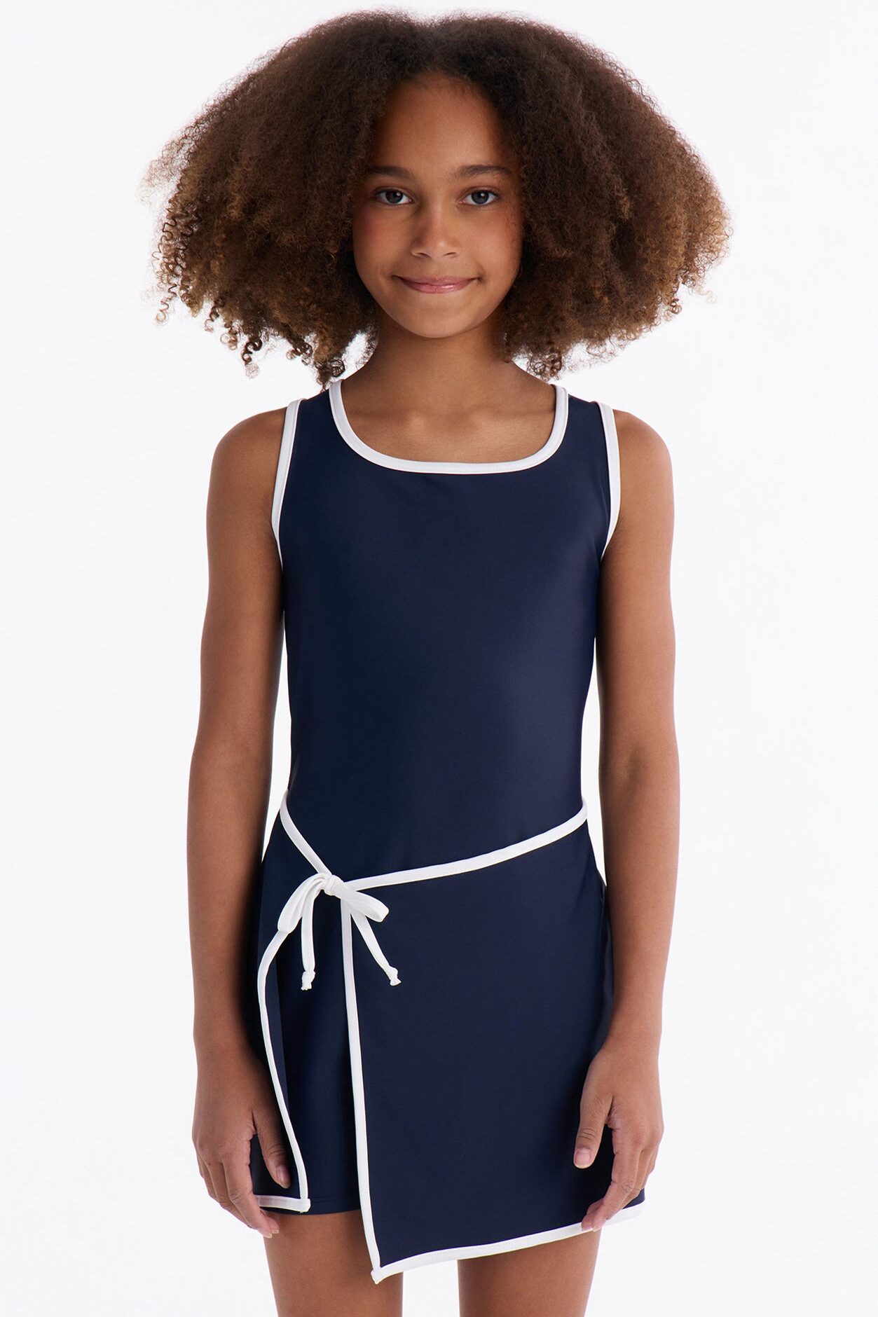 Mini Coraline Contrast Romper - Navy/combo