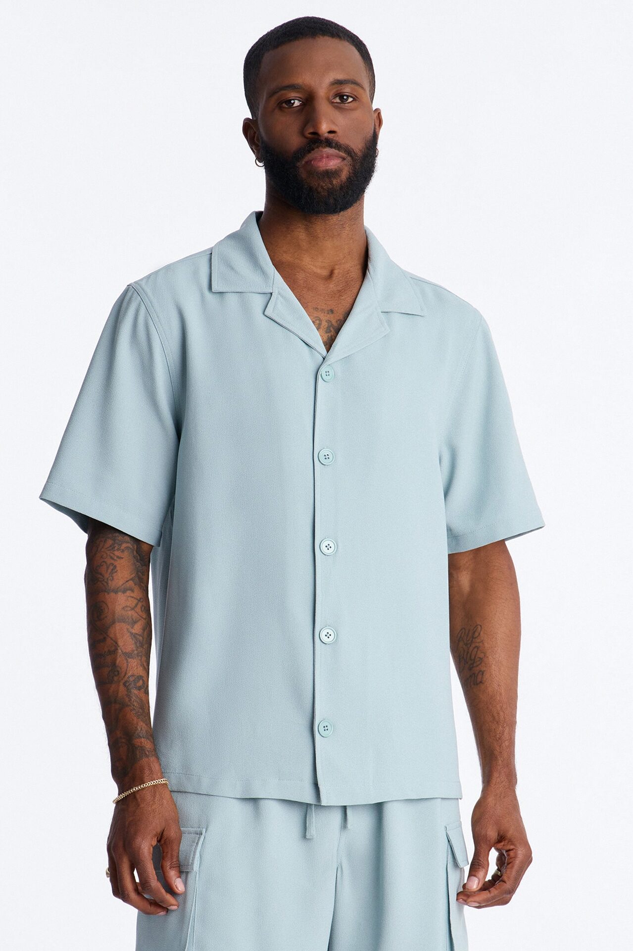 Golden Hour Short Sleeve Button Up - Slate Grey