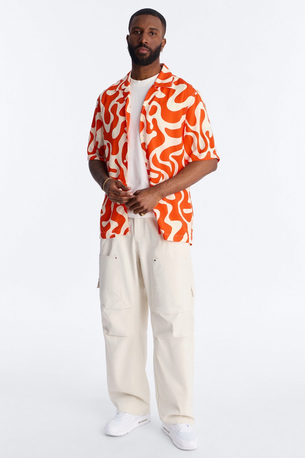 Bold Metric Cuban Shirt - Orange