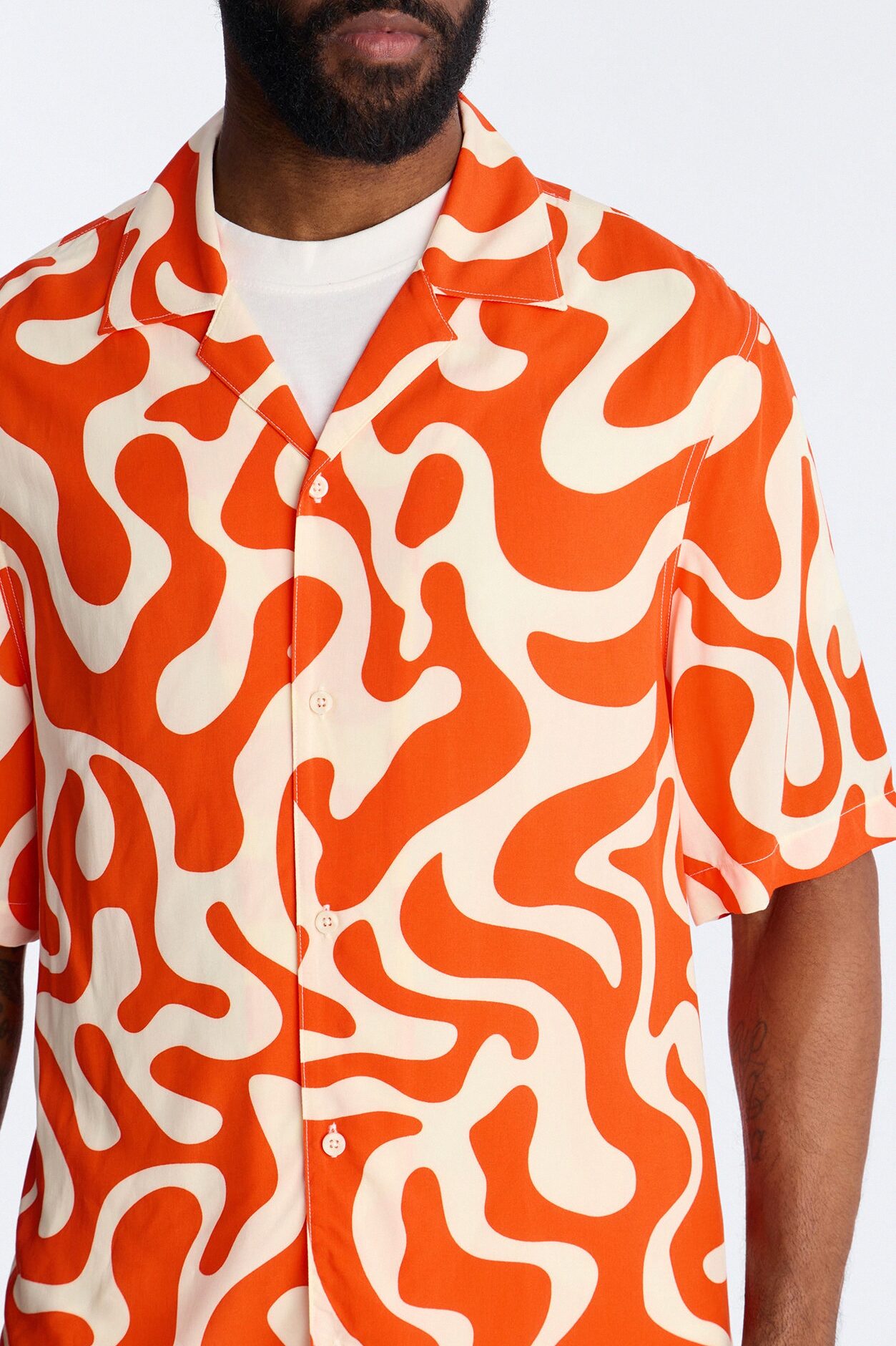 Bold Metric Cuban Shirt - Orange