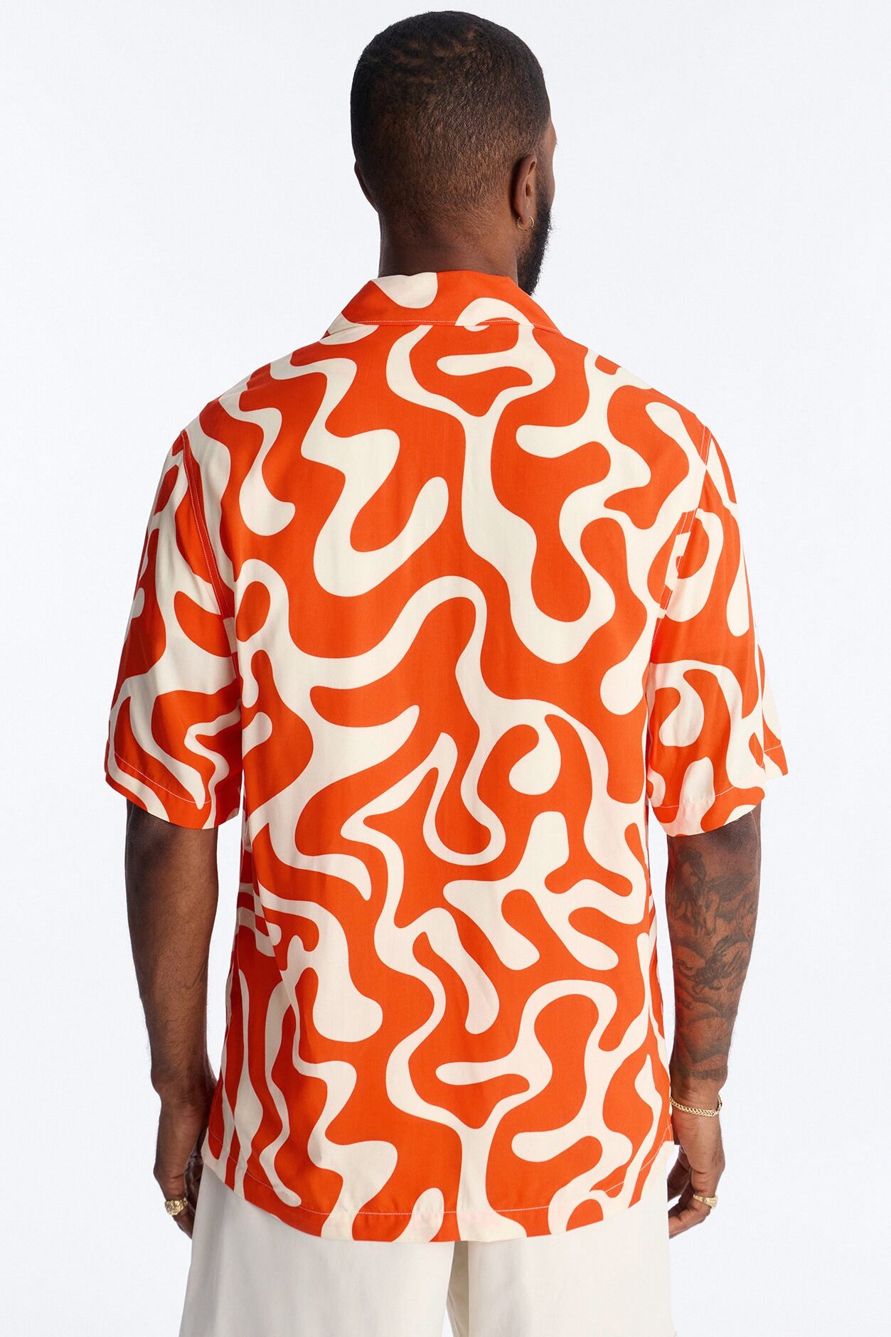 Bold Metric Cuban Shirt - Orange