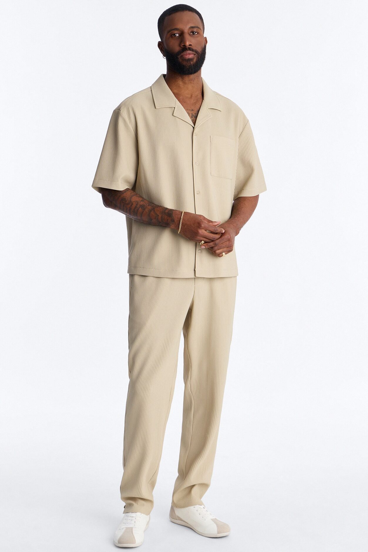Show Up Short Sleeve Cuban Shirt - Stone