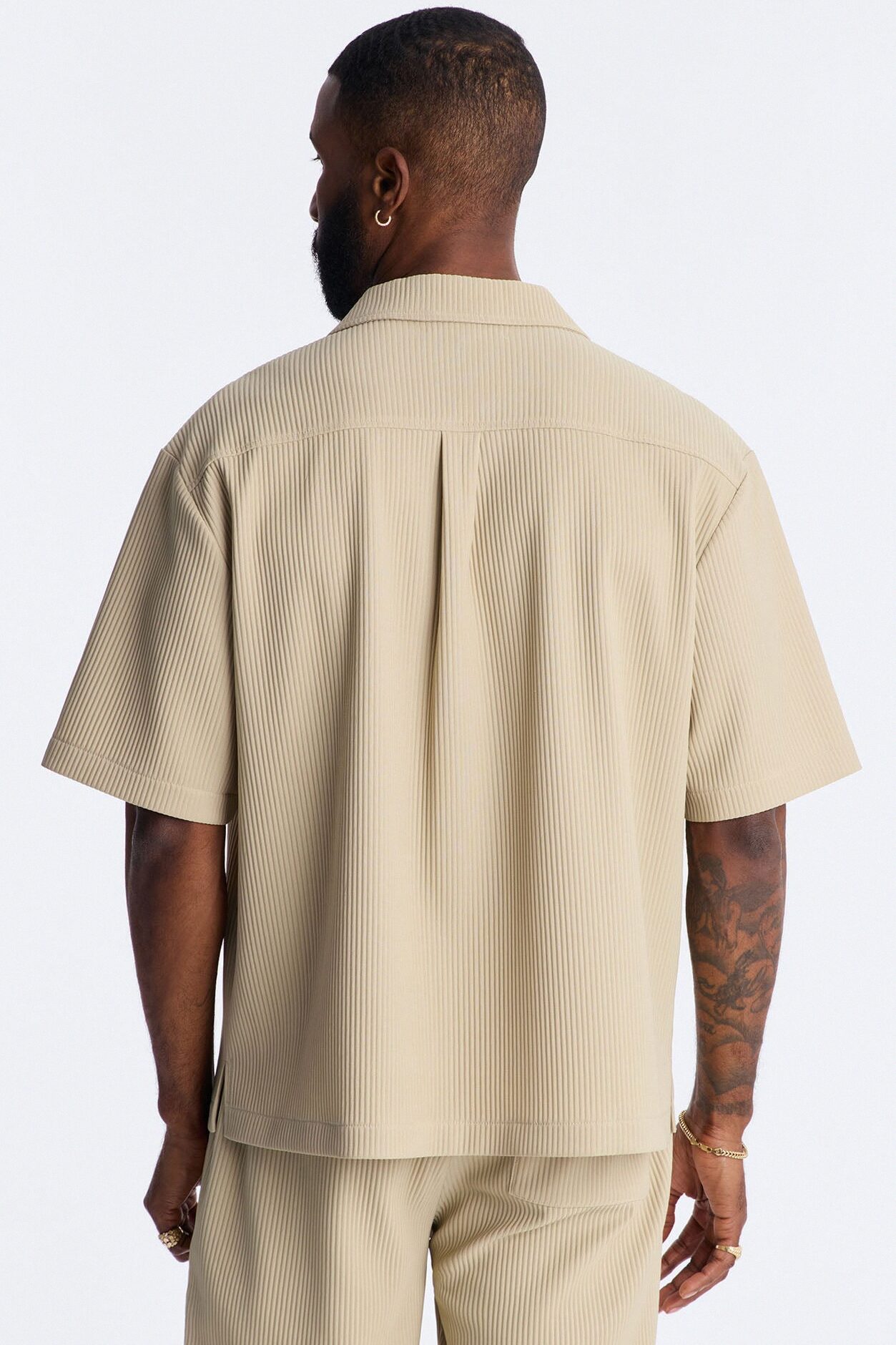 Show Up Short Sleeve Cuban Shirt - Stone