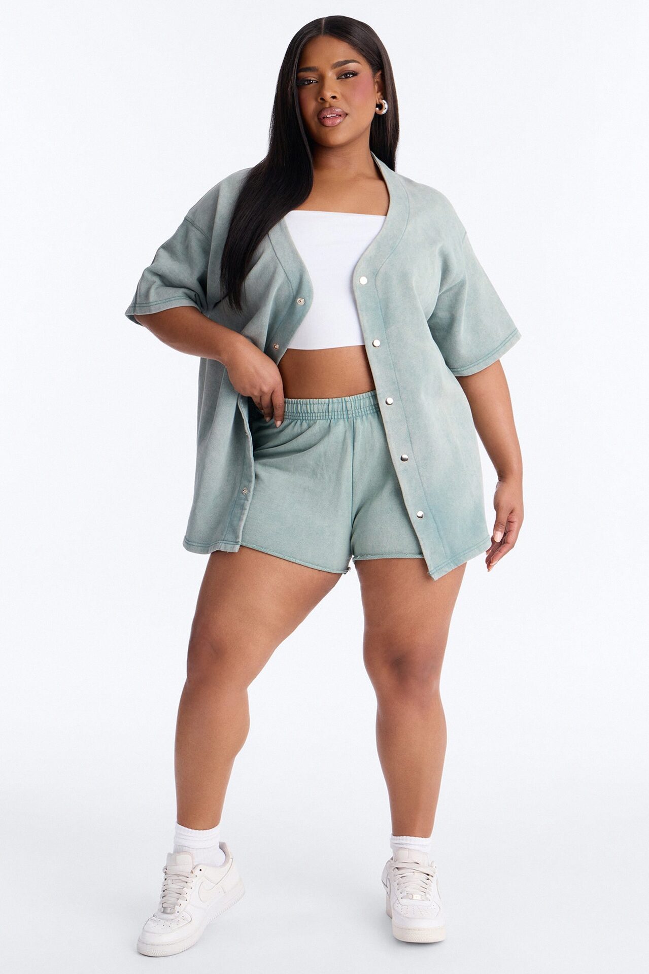 Maya Washed Micro Sweatshorts - Sage