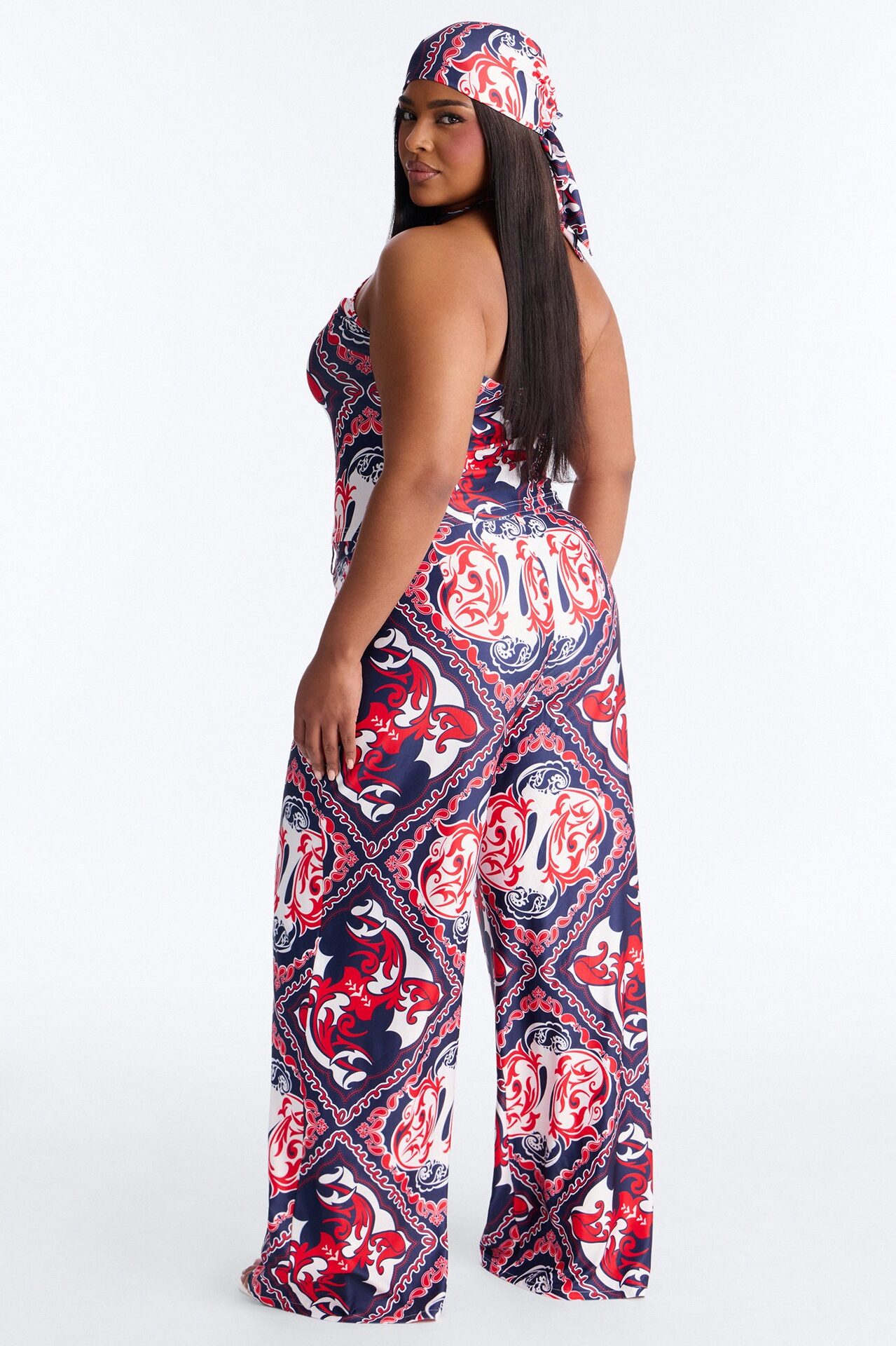 Miranda 3 Piece Halter Pant Set - Navy/combo