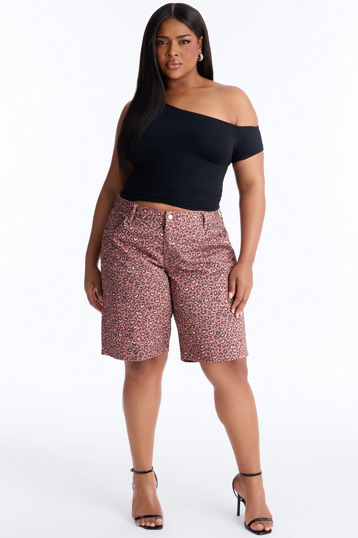 Wild At Heart Cheetah Print Denim Jorts - Pink/combo