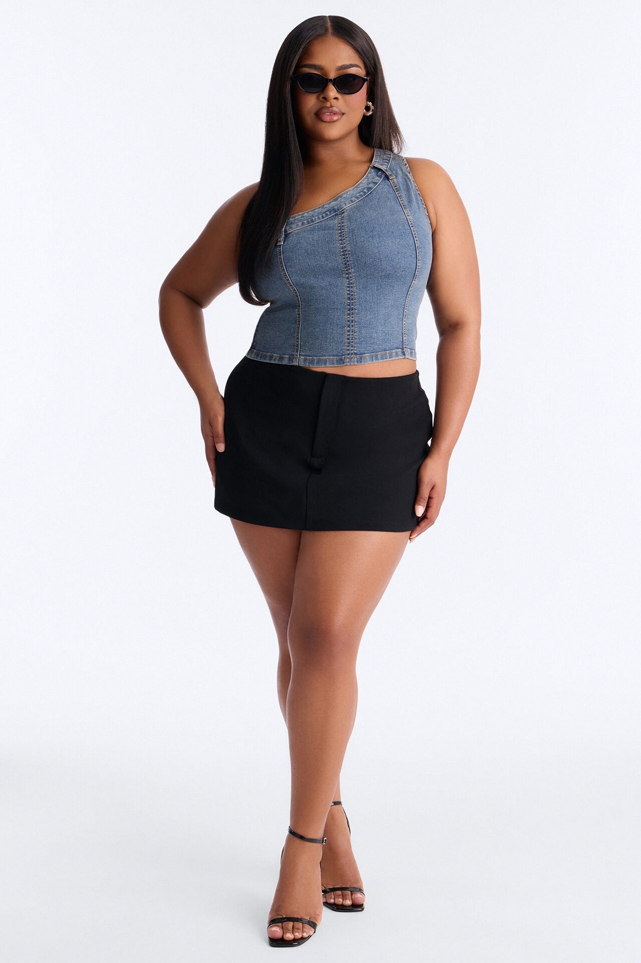 I'm Different Denim Top - Medium Wash