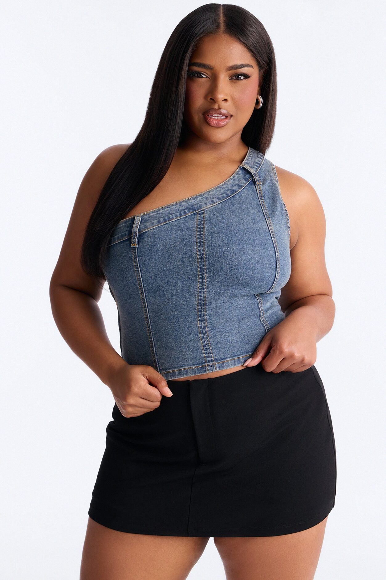 I'm Different Denim Top - Medium Wash