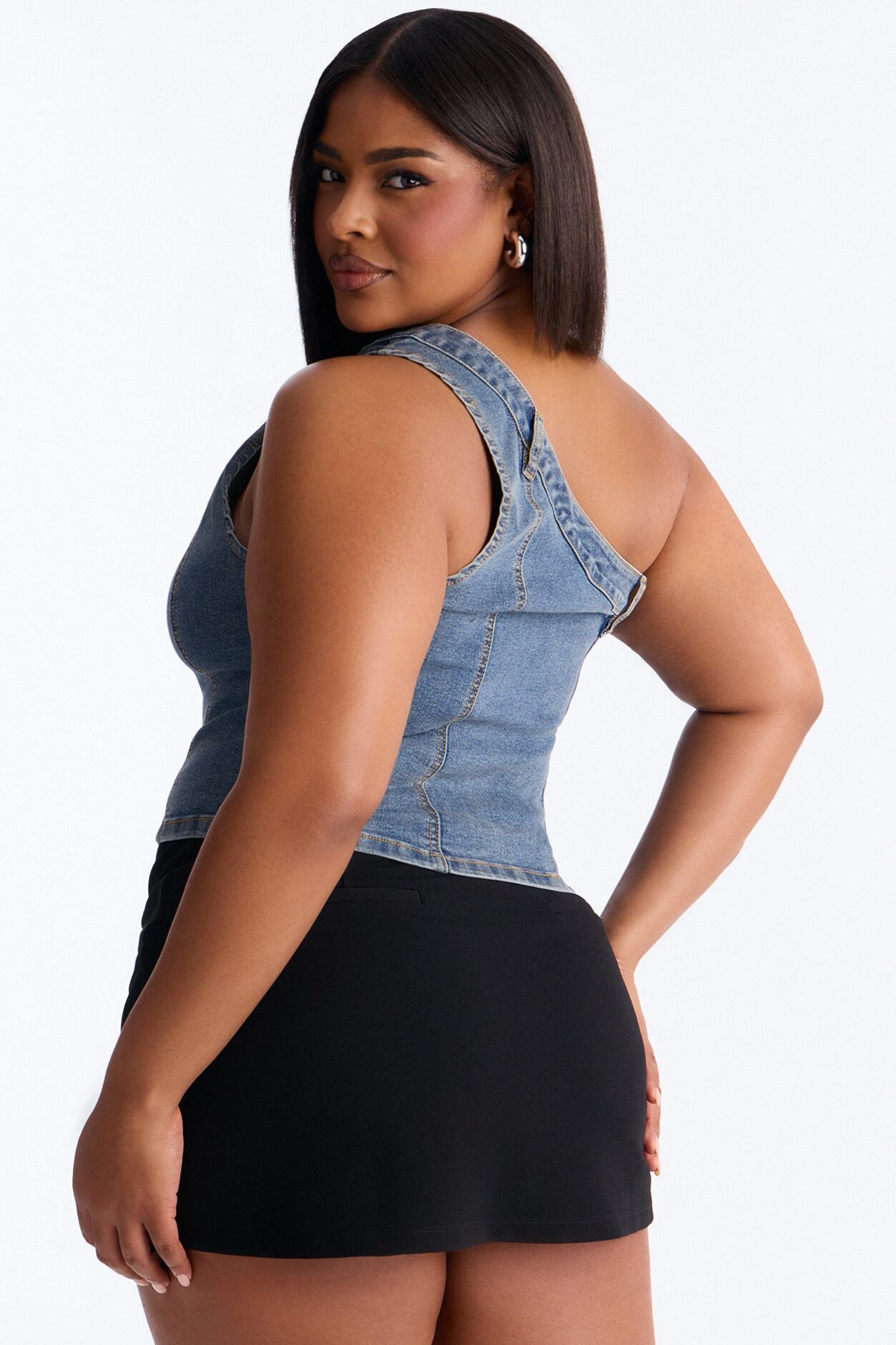 I'm Different Denim Top - Medium Wash