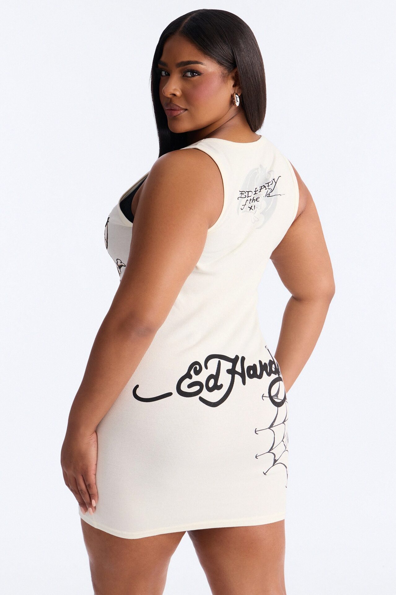 Ed Hardy Spider Wed Tank Mini Dress - Ivory