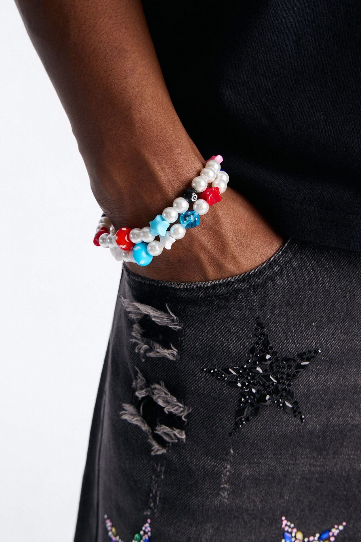 Festival Pearl and Charm Bracelet Set - Multi Color