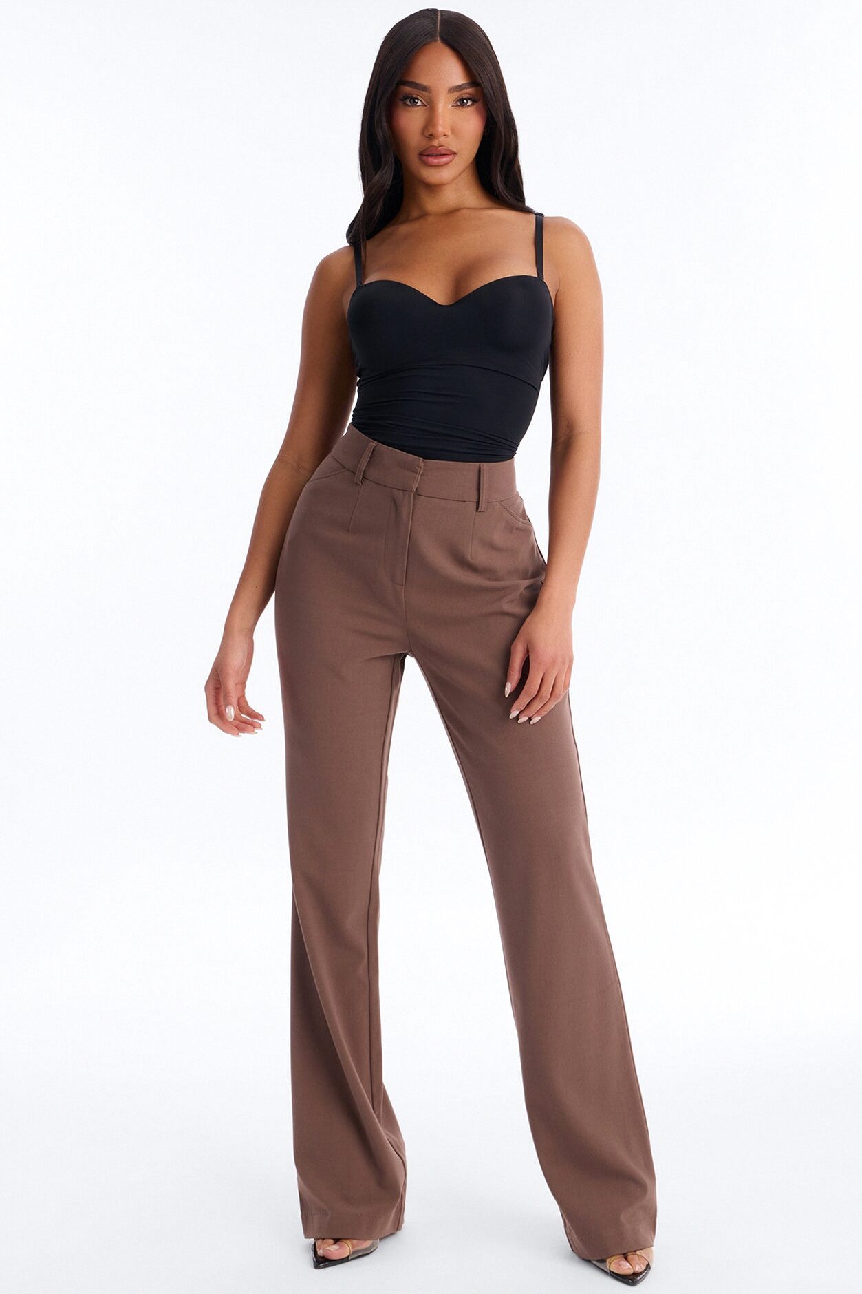 Tasha Dressy High Rise Pants - Caffe