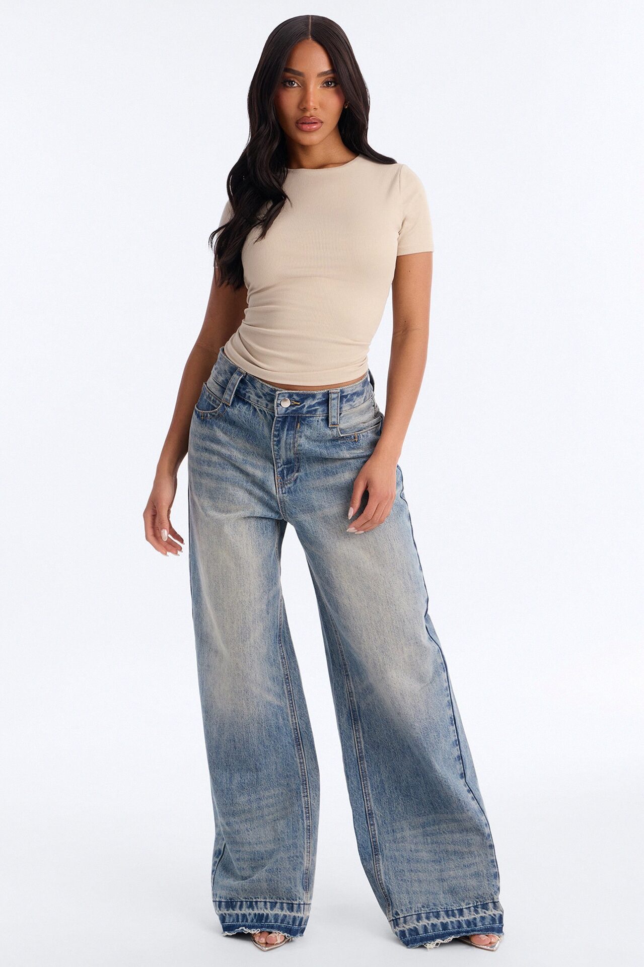 Chloe Crew Neck Short Sleeve Tee - Stone