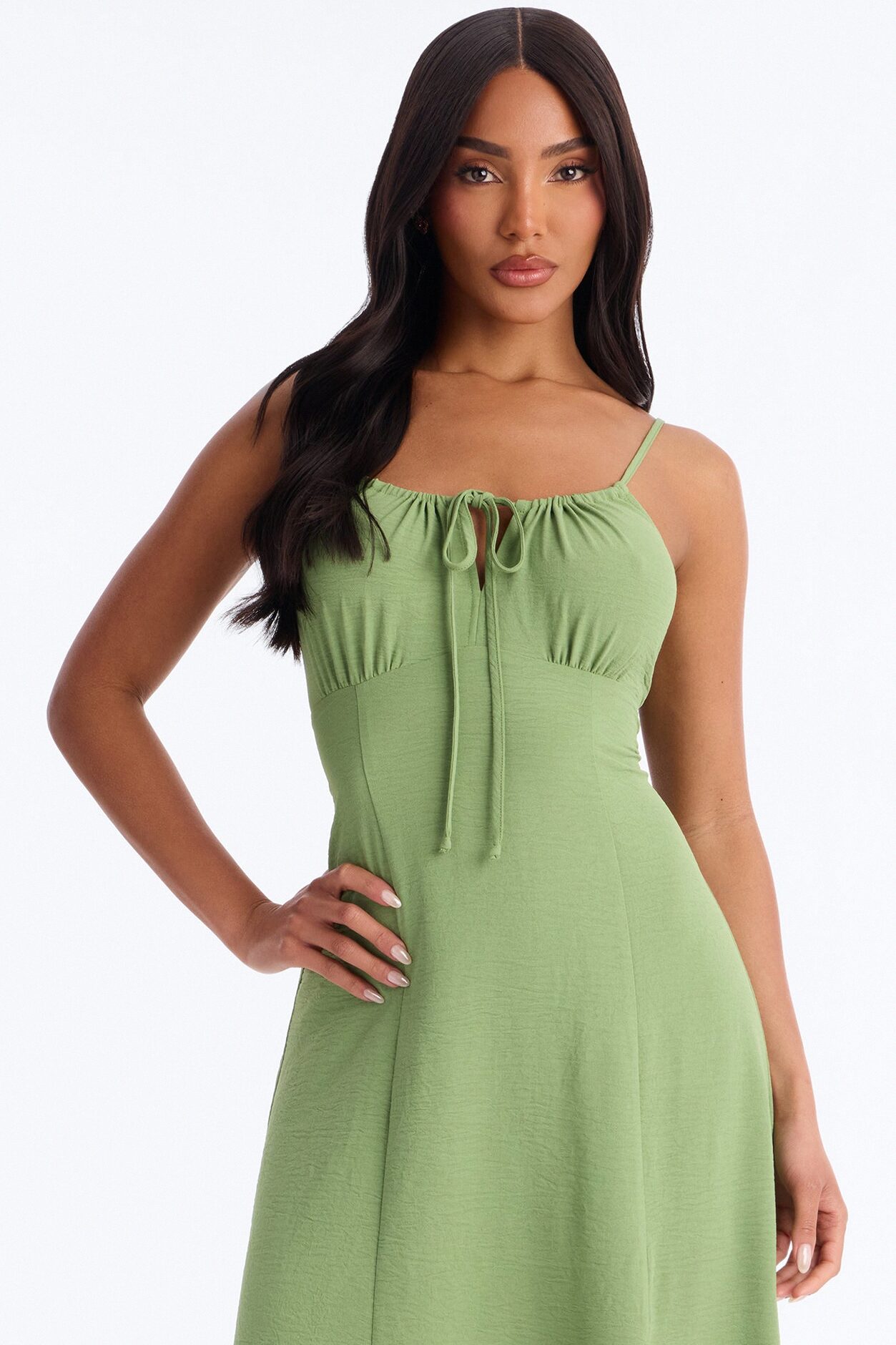 Lysandra Sleeveless Airflow Maxi Dress - Olive