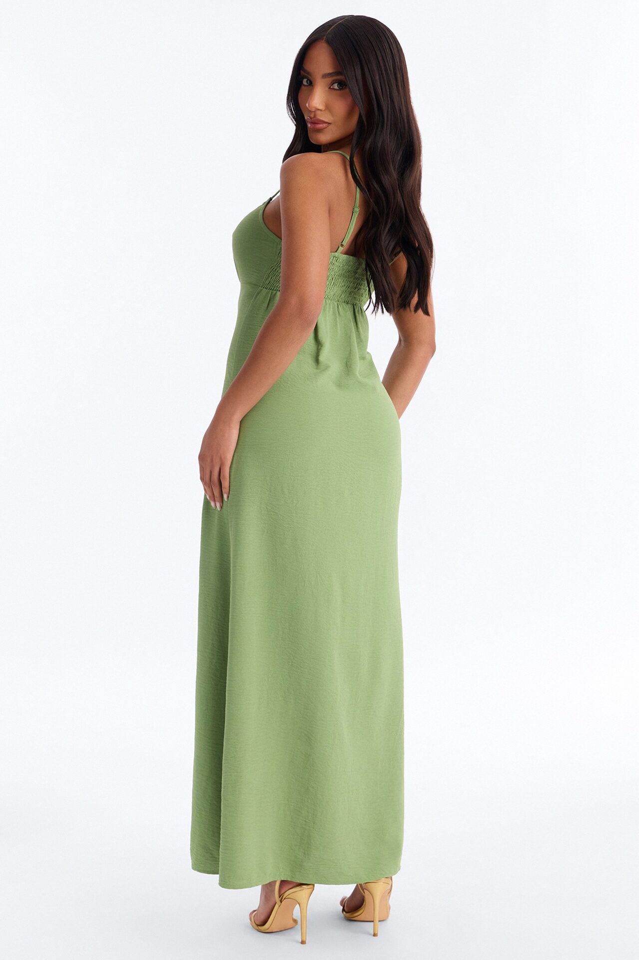 Lysandra Sleeveless Airflow Maxi Dress - Olive