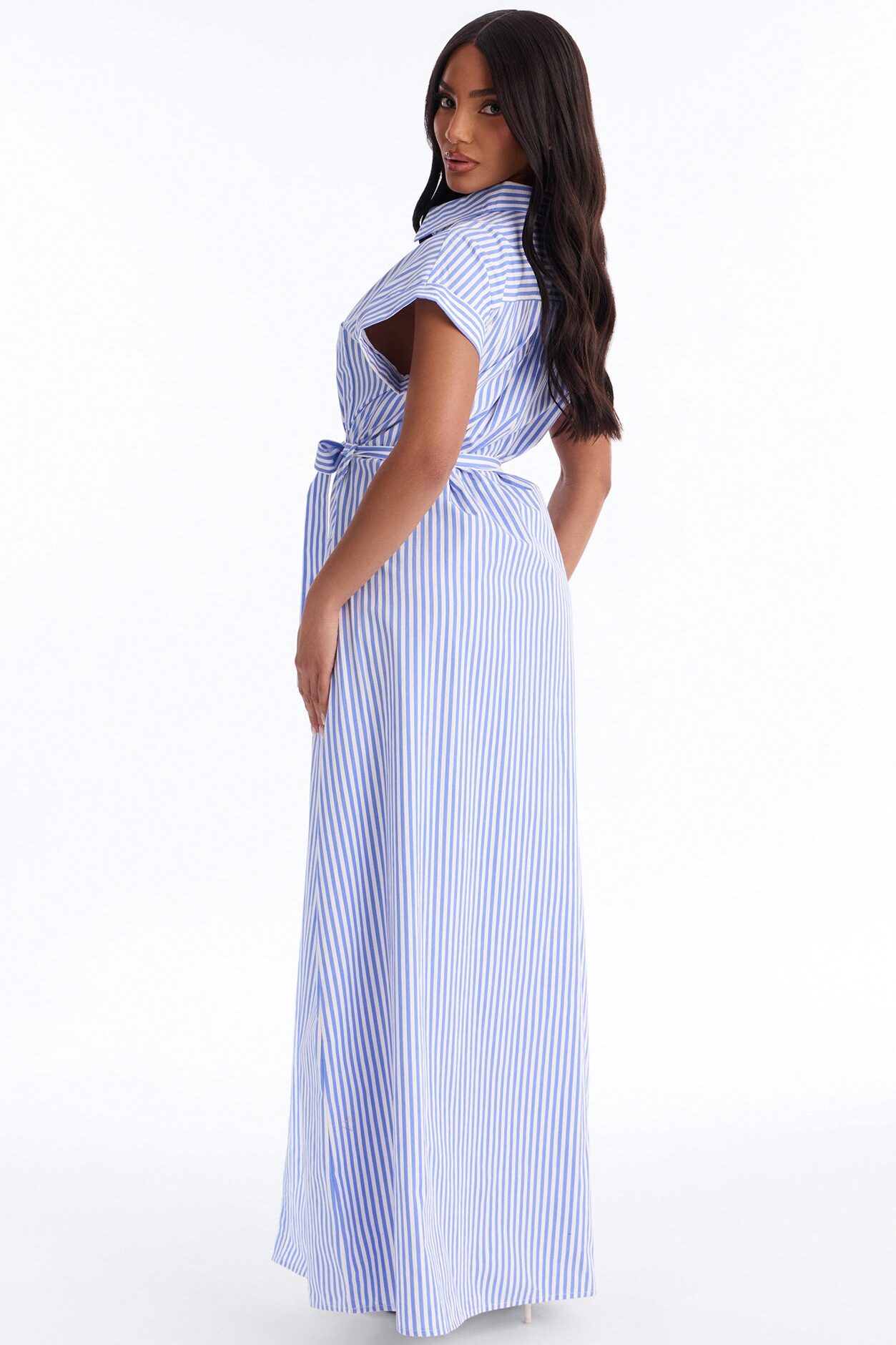 Easy Breezy Maxi Shirt Dress - Blue/combo